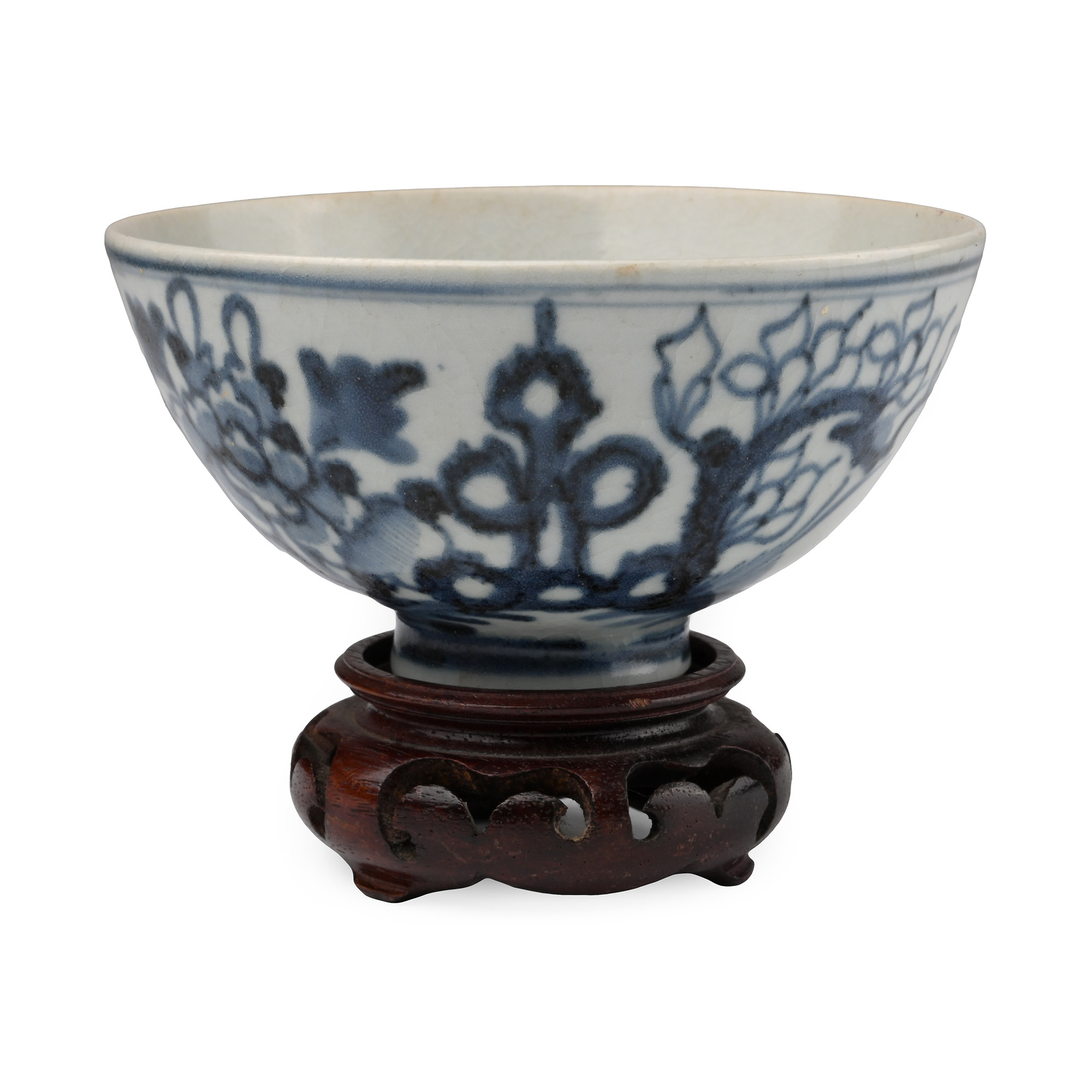 Chinese Blue and White Glazed Bowl with Stand