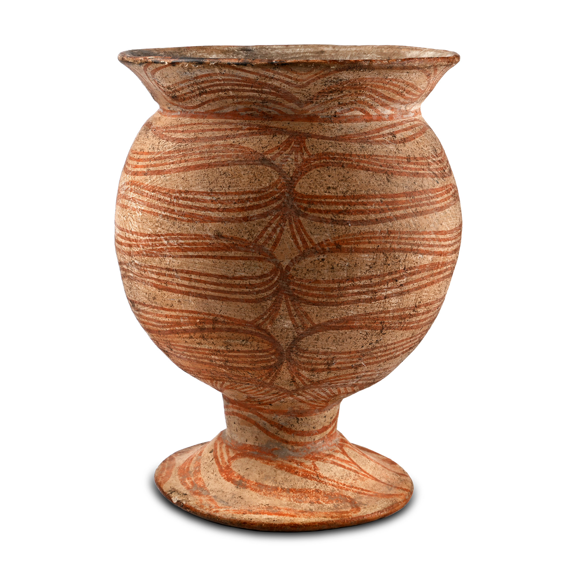 South East Asian Painted Terracotta Chalice