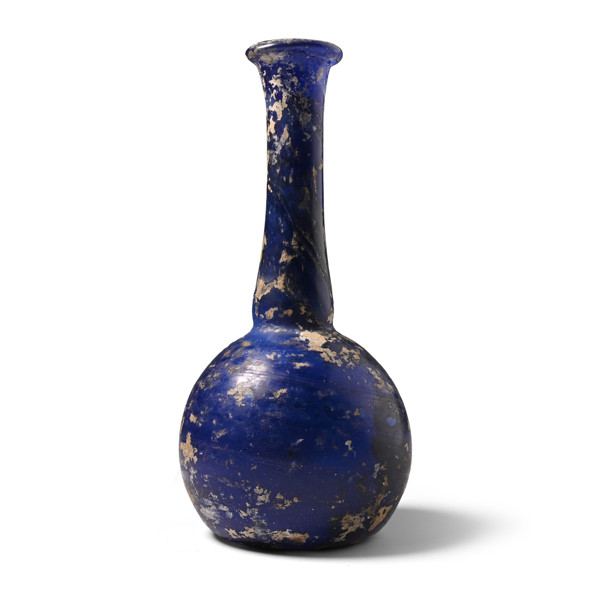 Roman Marbled Cobalt Blue Glass Bottle