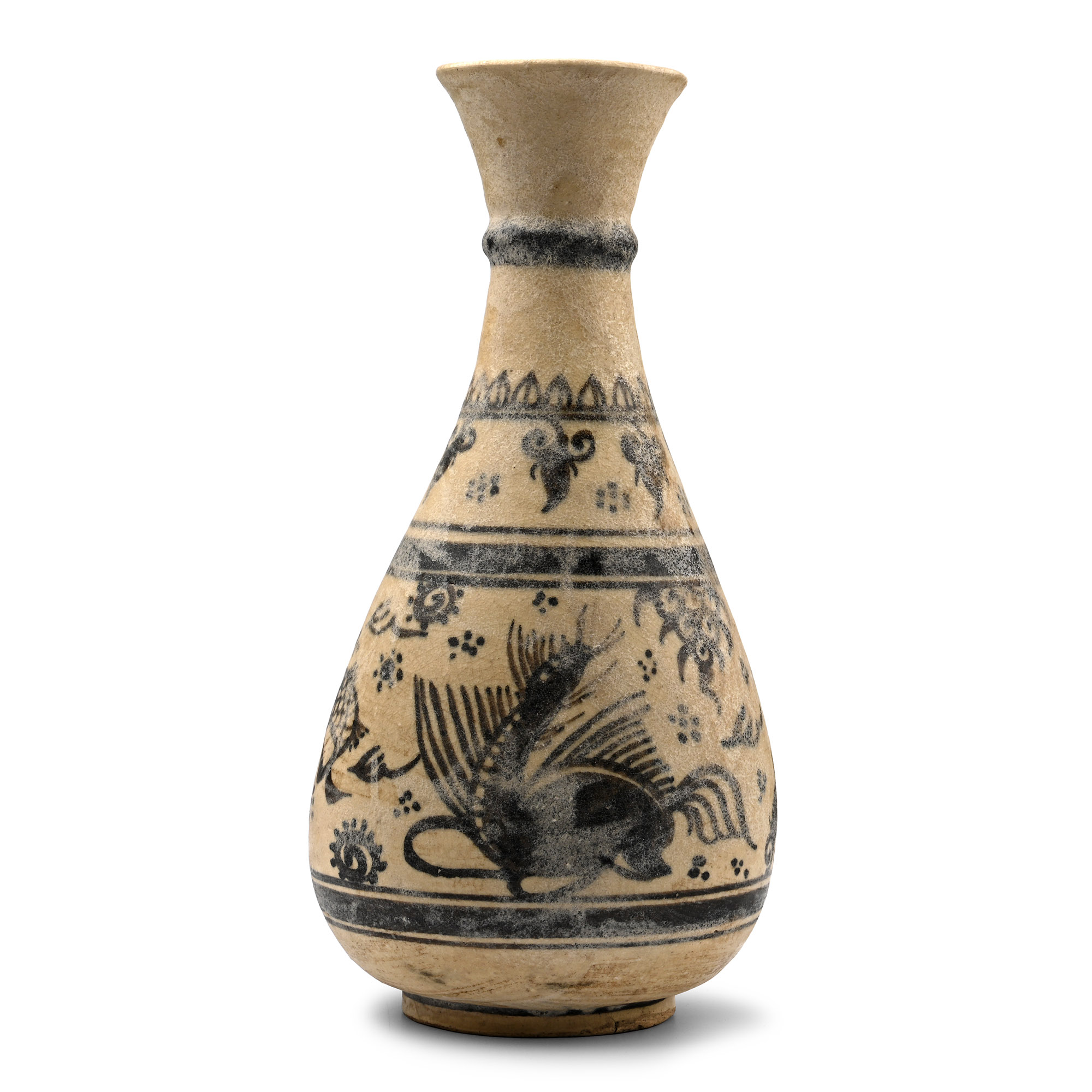 Chinese Glazed Vase with Ornamental Fish
