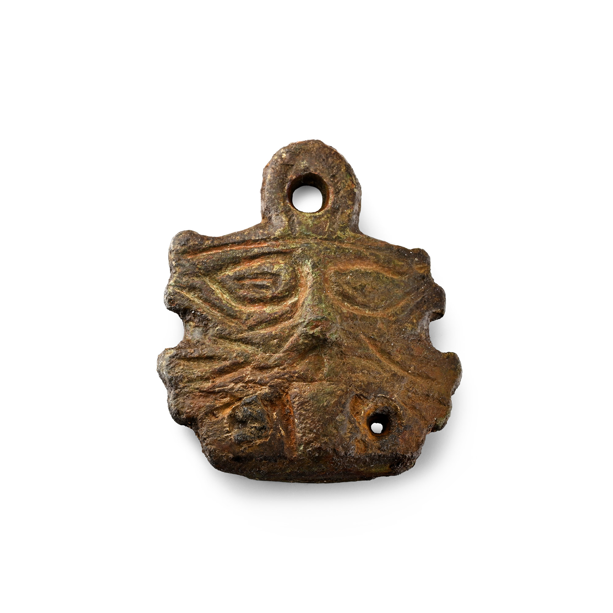 Anglo-Scandinavian Viking Bronze Cat-Faced Stirrup Apex Mount