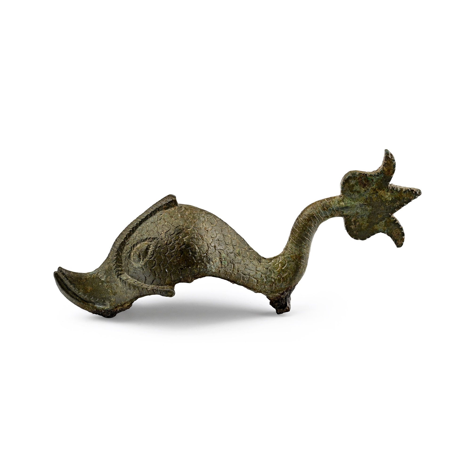 Large Romano-British Bronze Dolphin Mount