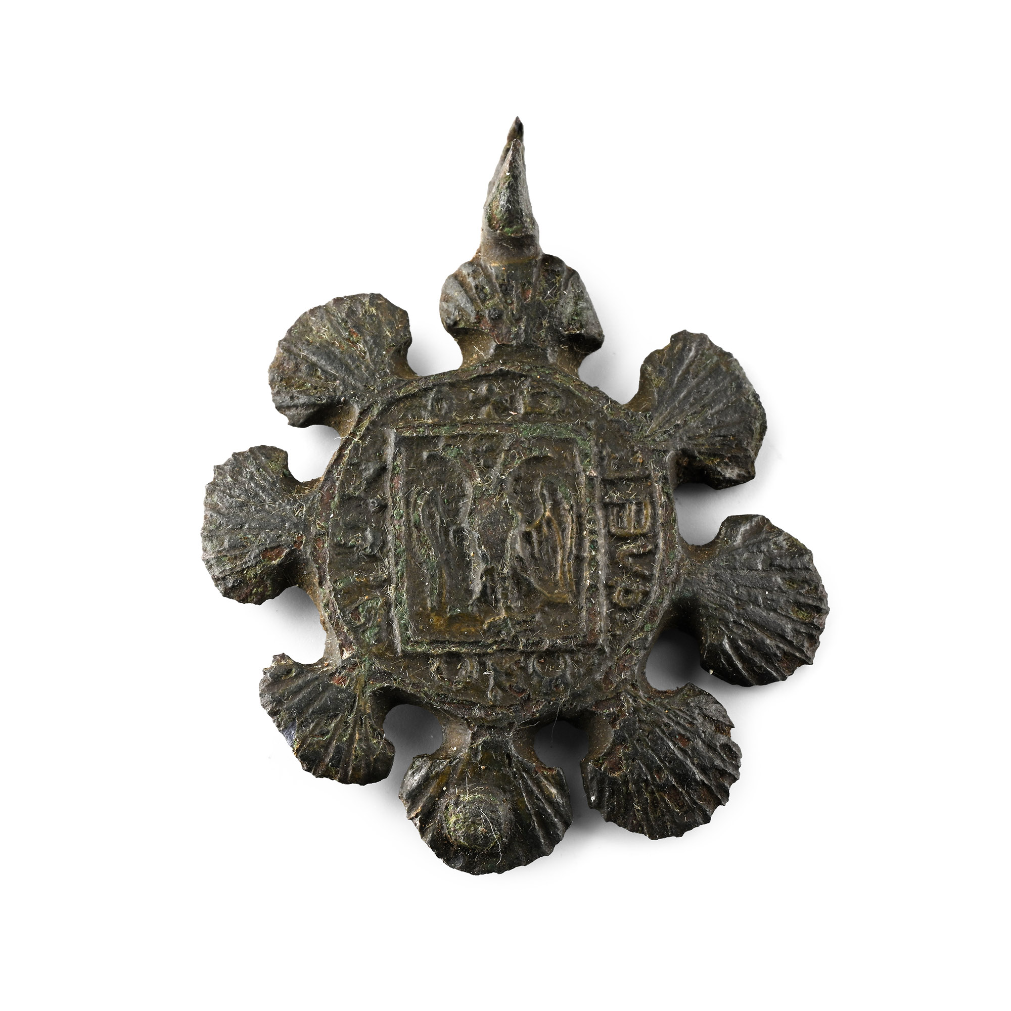 Medieval Knight's Bronze Eight-Lobed Heraldic Horse Harness Pendant with Double-Headed Eagle