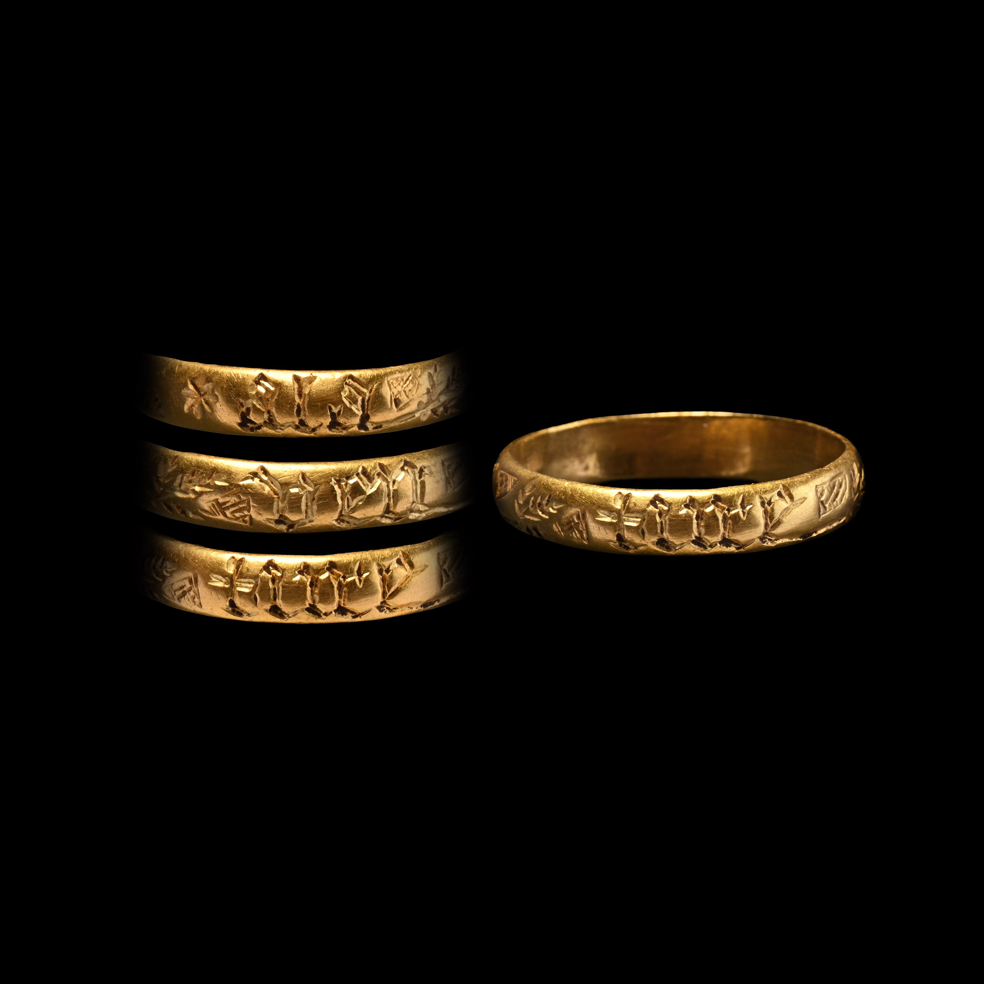 Medieval Gold Posy Ring Inscribed 'With Luck'