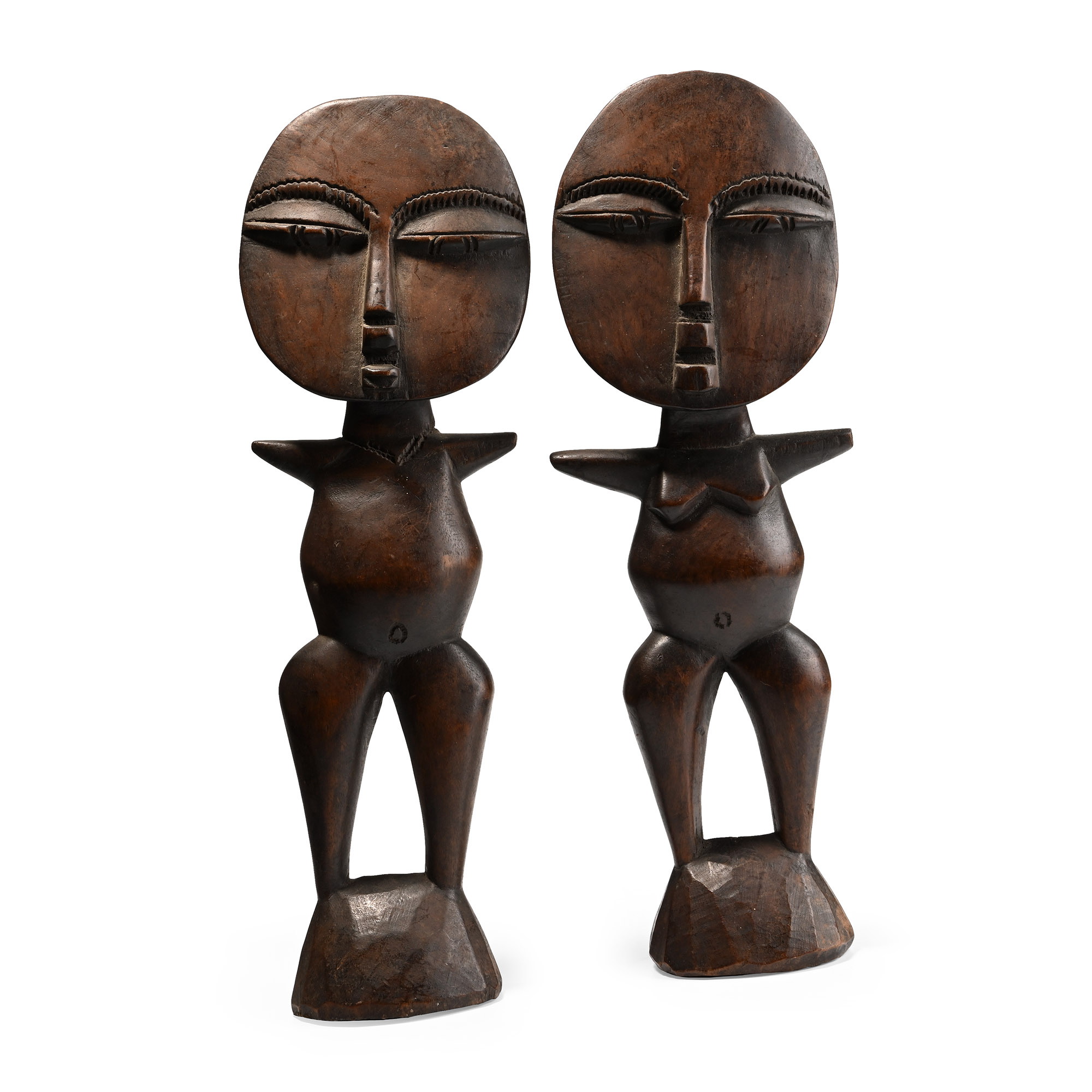 African Wooden 'Akuaba Doll' Wedding Fertility Figure Pair