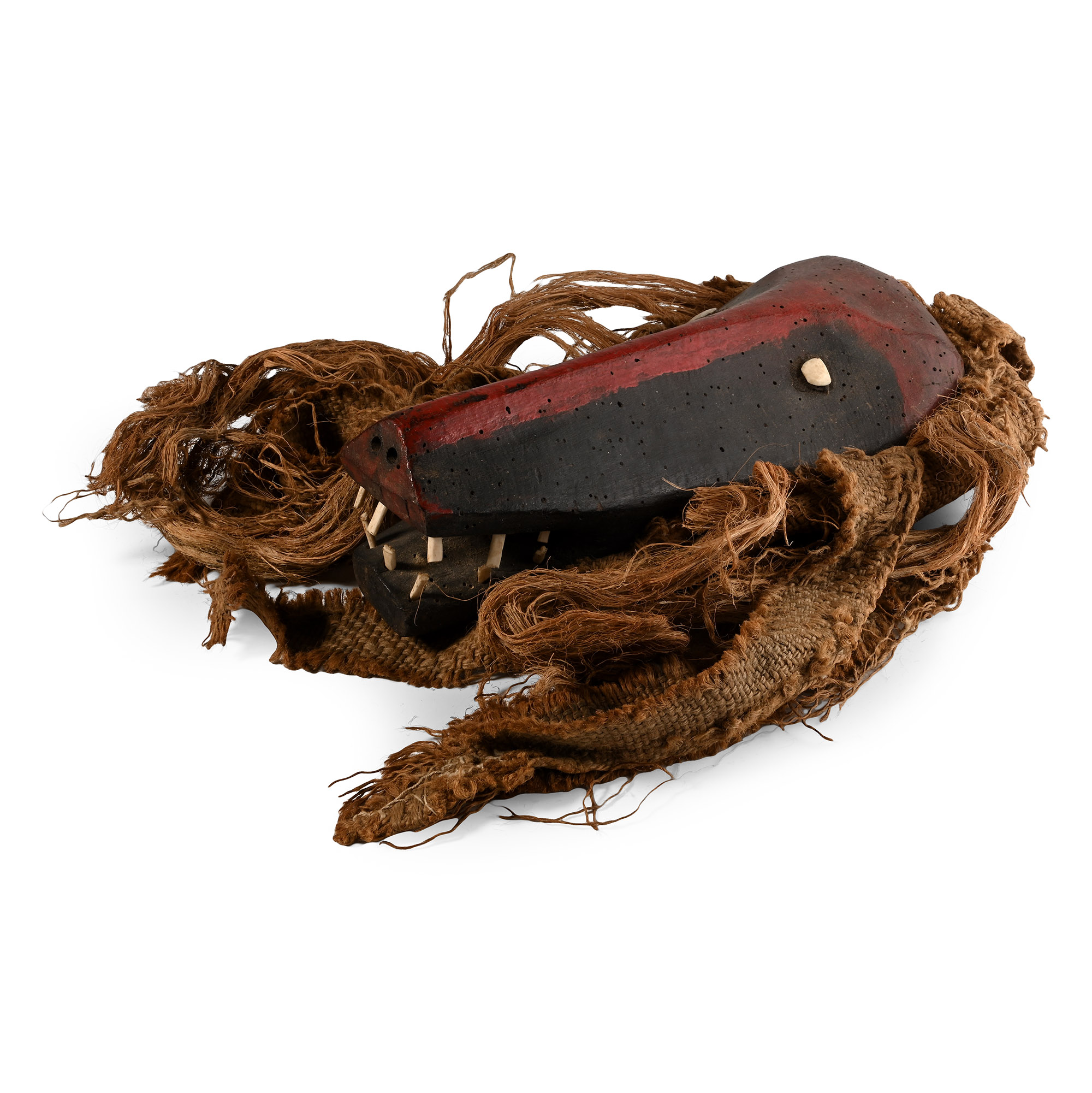African Wooden Ceremonial Crocodile Face Mask