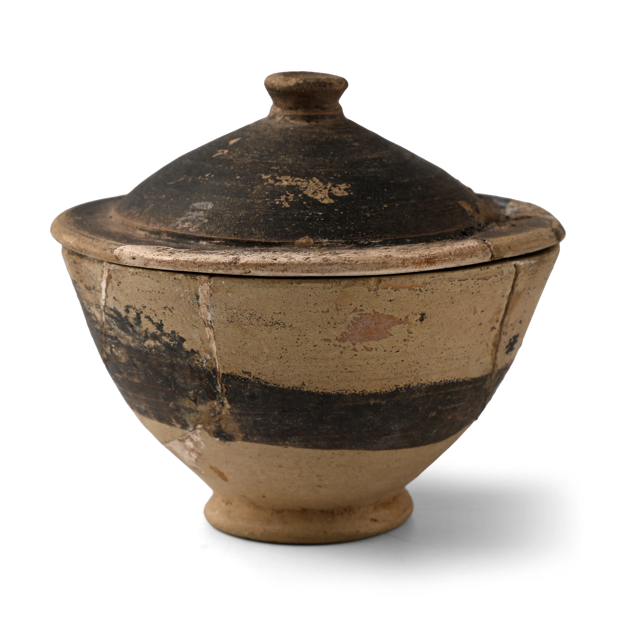 Greek Terracotta Lidded Pyxis
