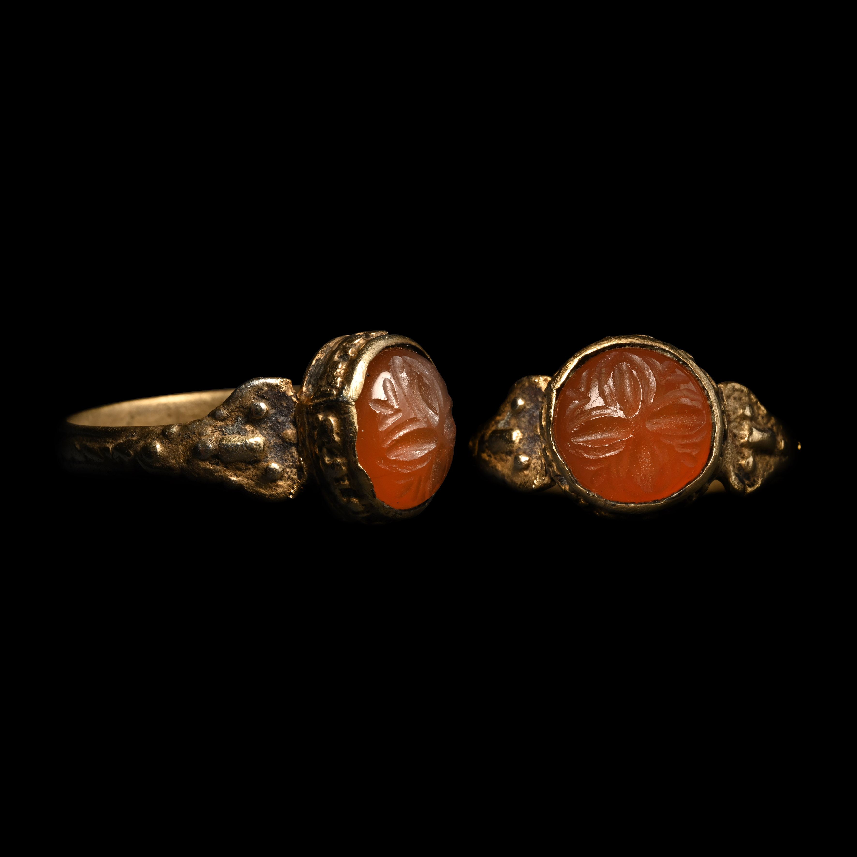 Post Medieval Silver-Gilt Ring with Cross Gemstone