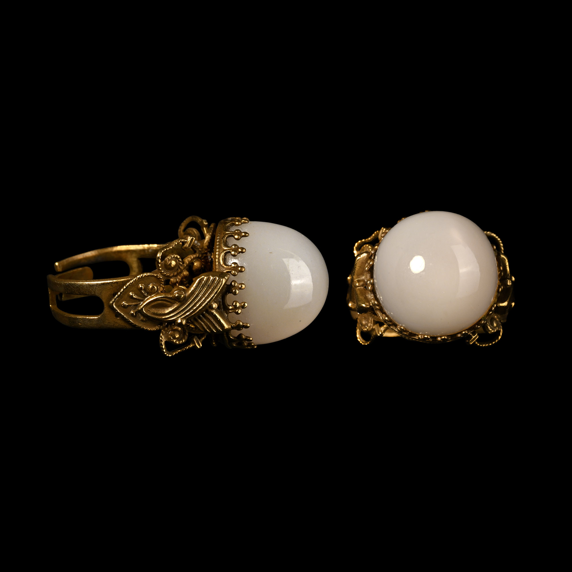Post Medieval Brass Ring with Chrysoberyl Gemstone