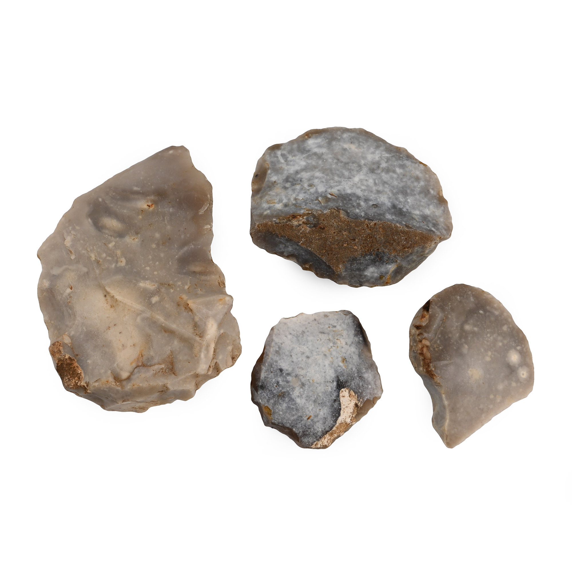 Stone Age Knapped Flint Scraper Group