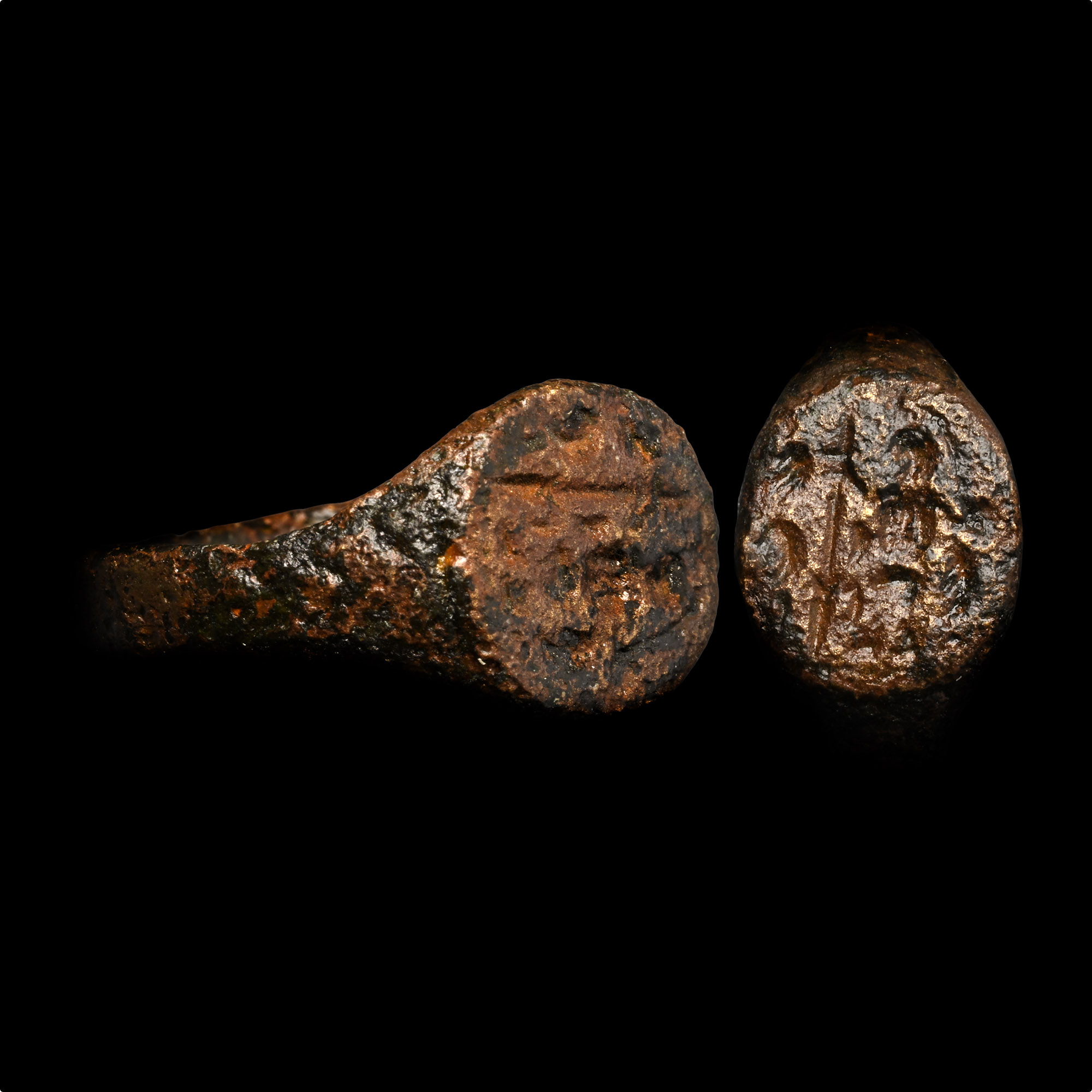 Roman Bronze Ring with Mars Holding a Spear