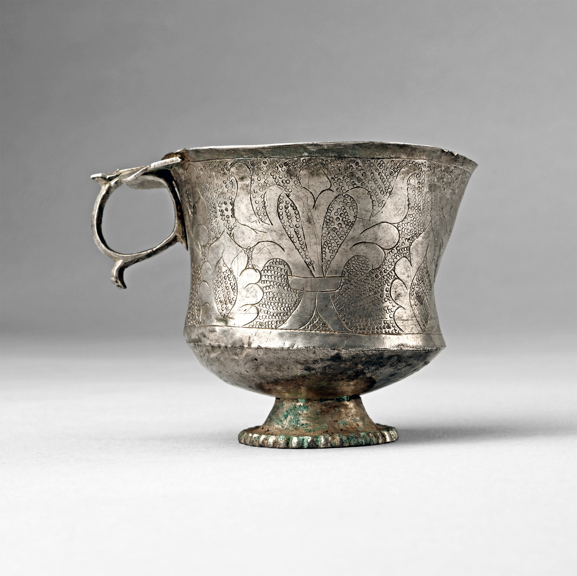 Sogdian Silver Cup with Incised Design