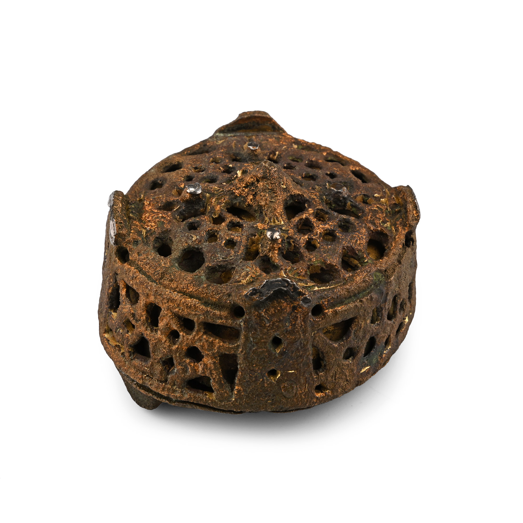 Viking Bronze Openwork Box Brooch with Silver Detailing