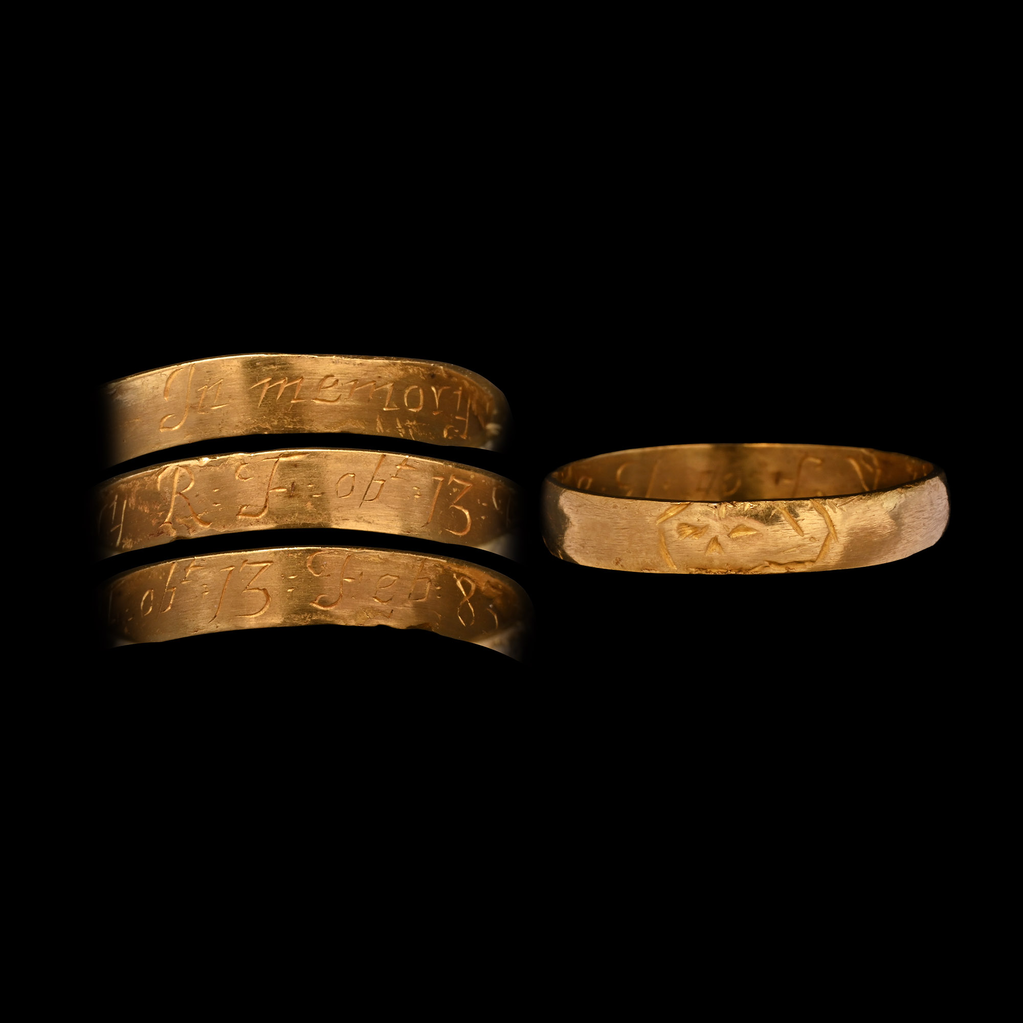 George III Gold Memento Mori Ring with Skull