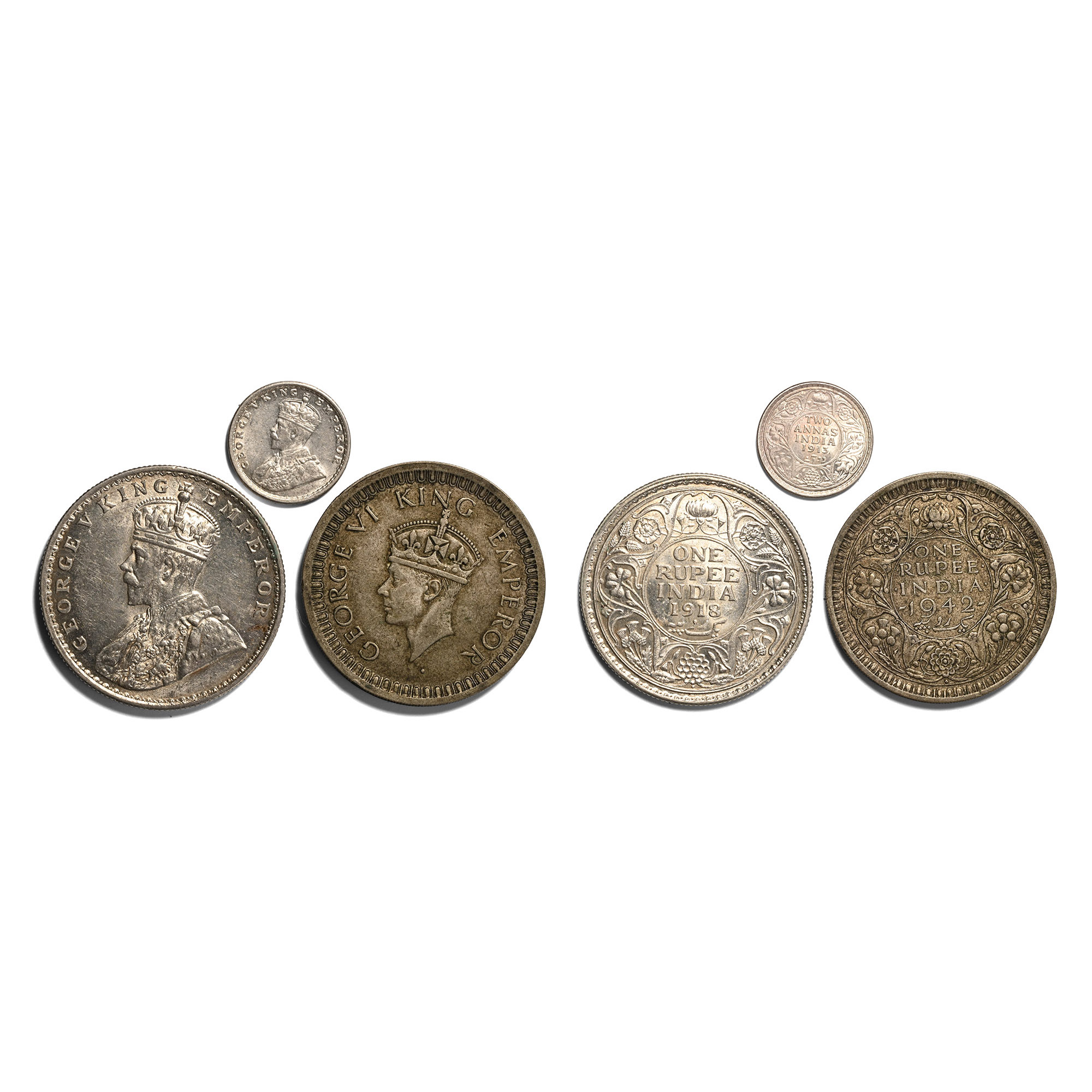 India. Windsor, Group of Three [3] George V-VI AR Coins.