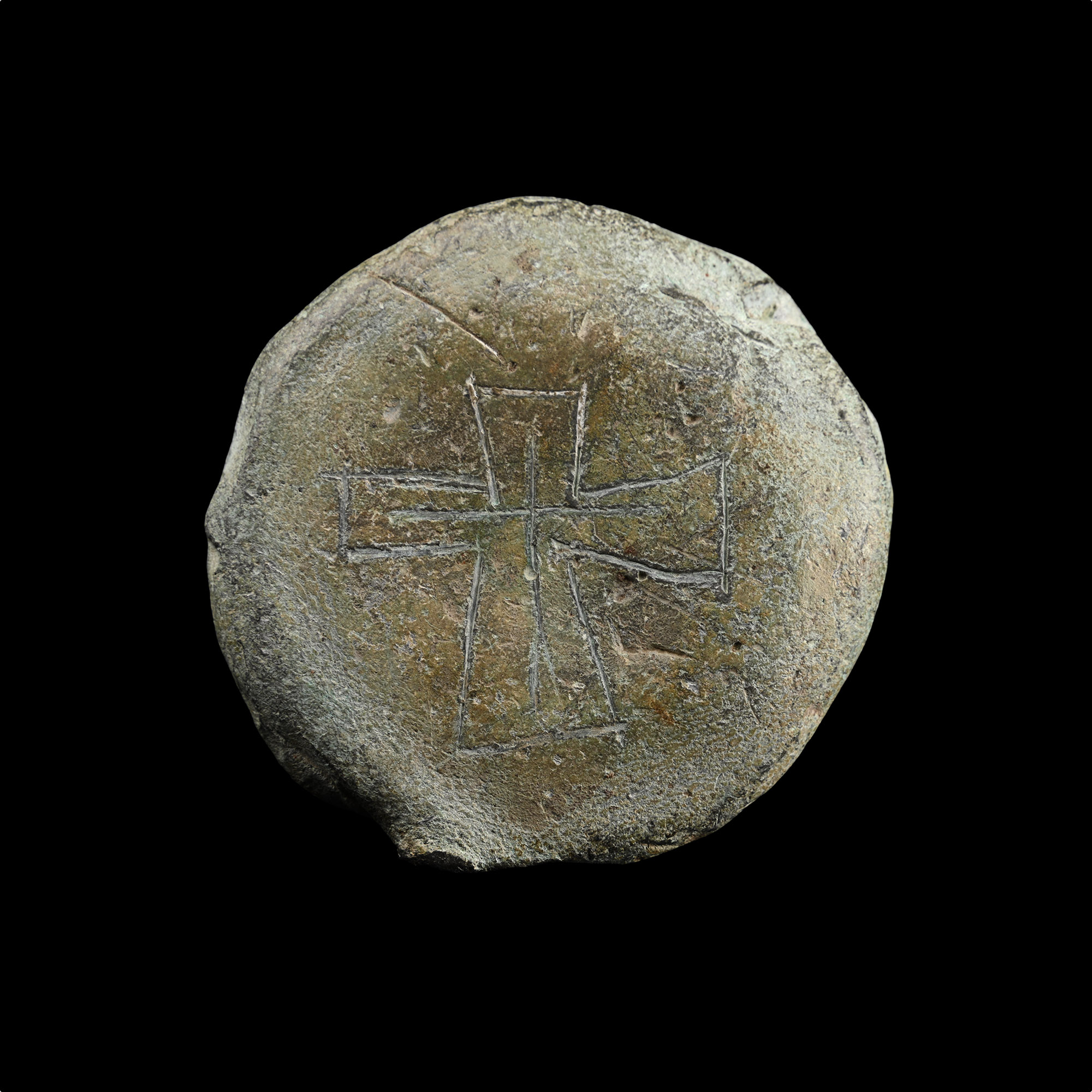 Medieval Lead Cover with Cross