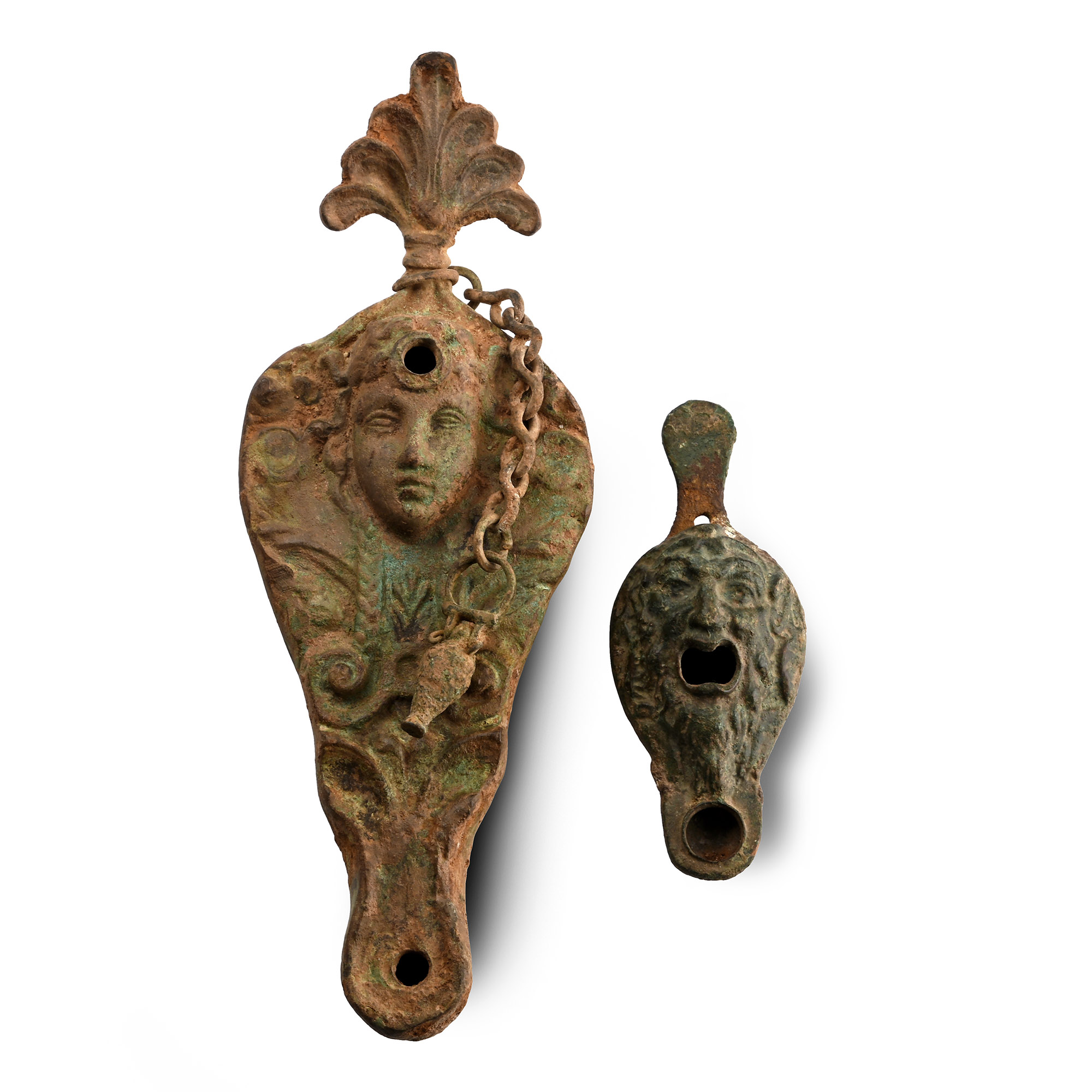 Western Asiatic Style Bronze Oil Lamp Group
