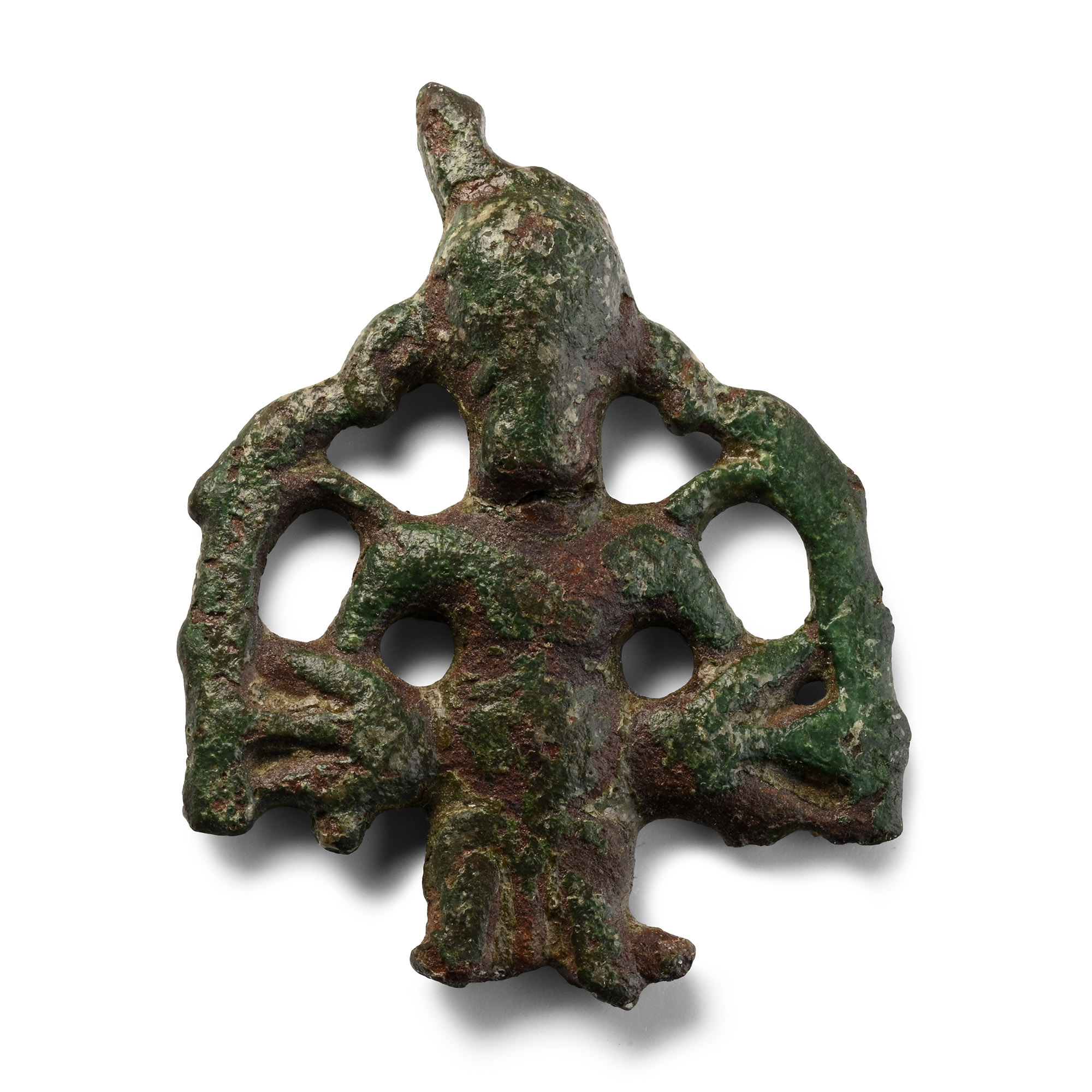 Anglo-Scandinavian Viking Bronze Bound Odin Openwork Stirrup Apex Mount Upper Section