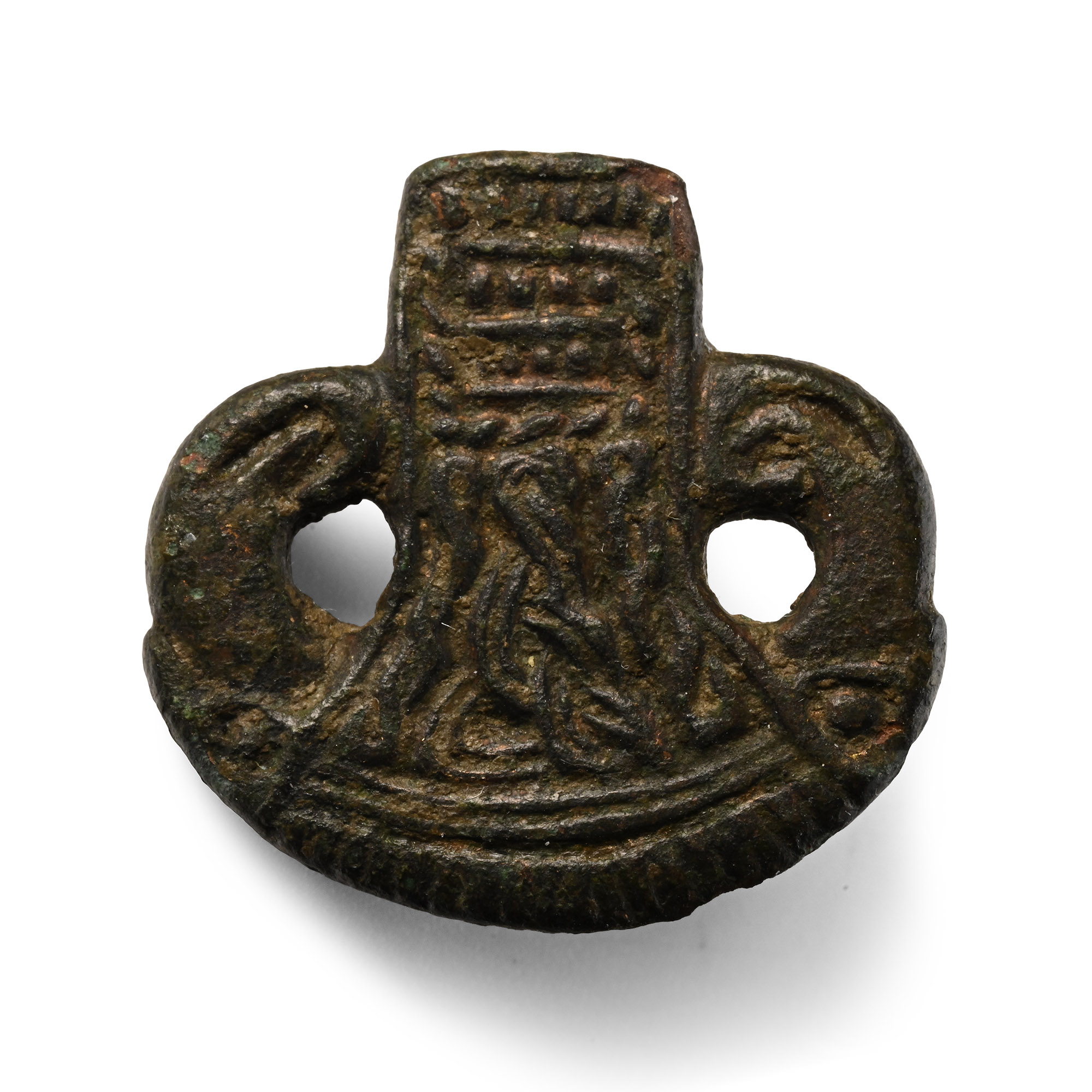 Anglo-Saxon Brooch Terminal with Ravens