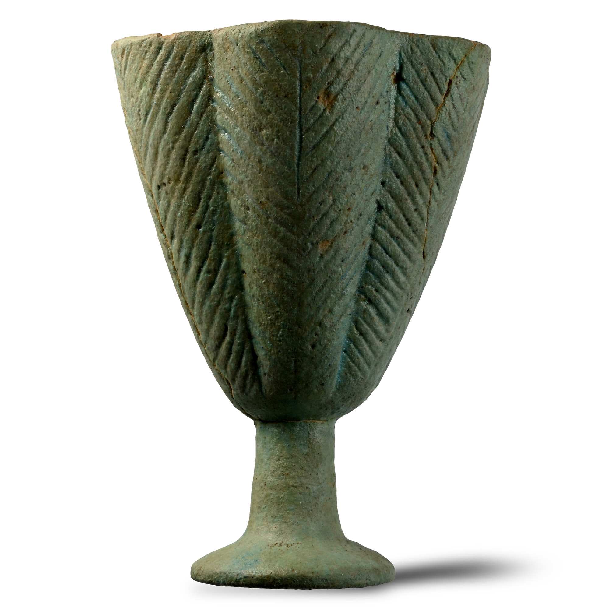 Egyptian Blue-Glazed Faience White Lotus Chalice