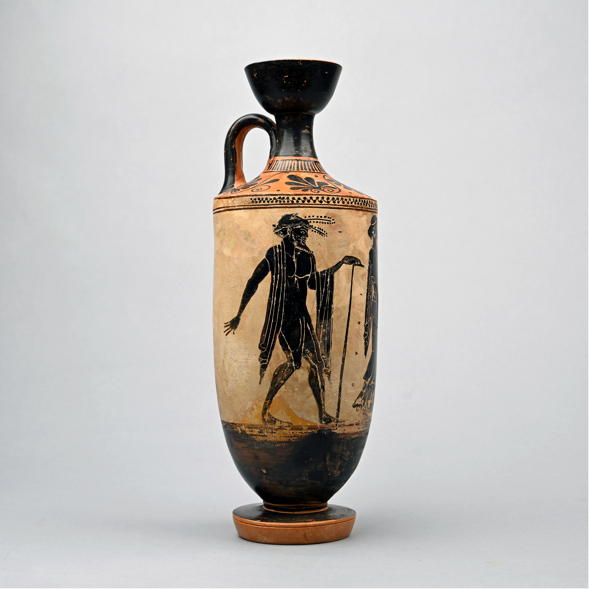 Greek Attic Terracotta Black-Figure Lekythos Attributed to the Athena Painter