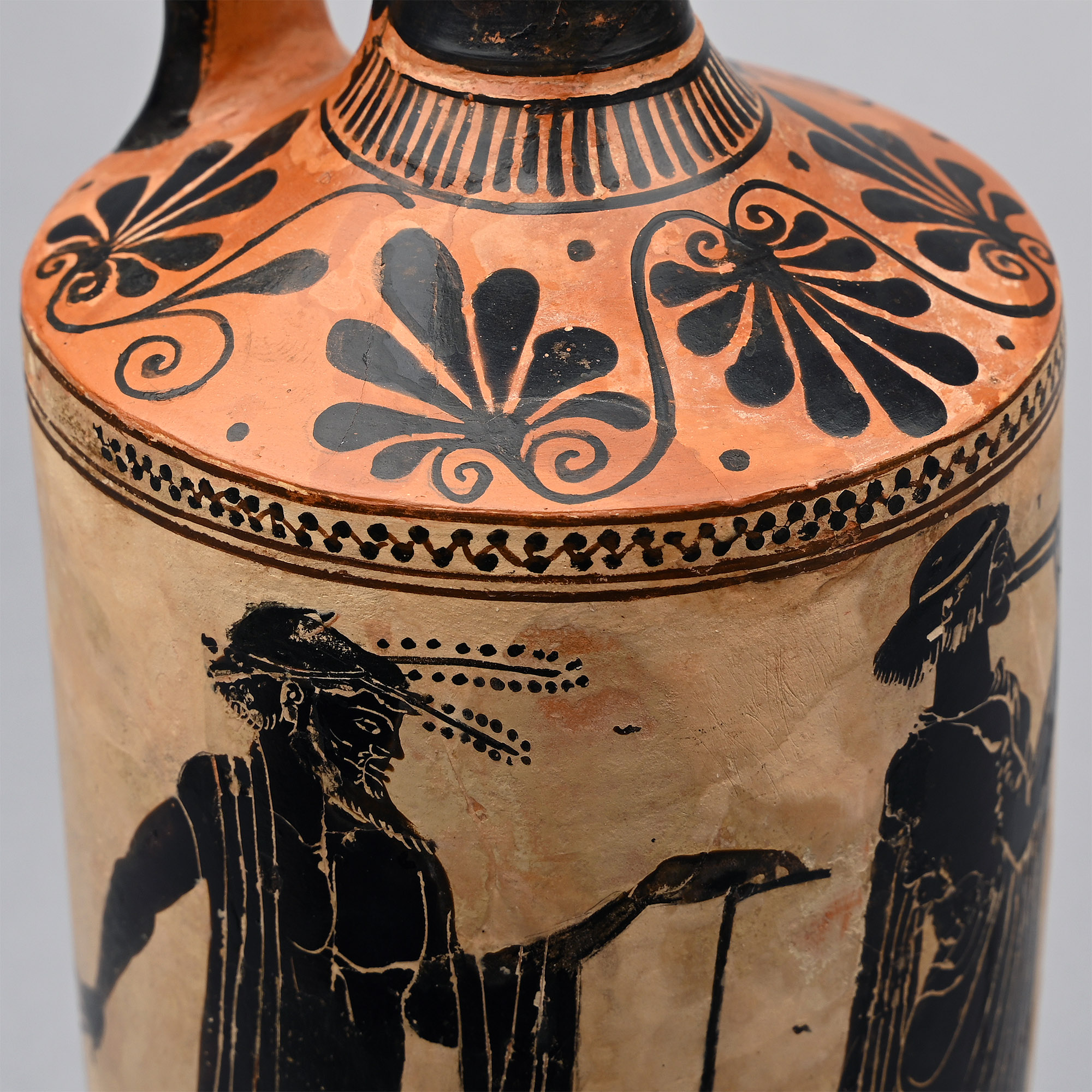 Greek Attic Terracotta Black-Figure Lekythos Attributed to the Athena Painter