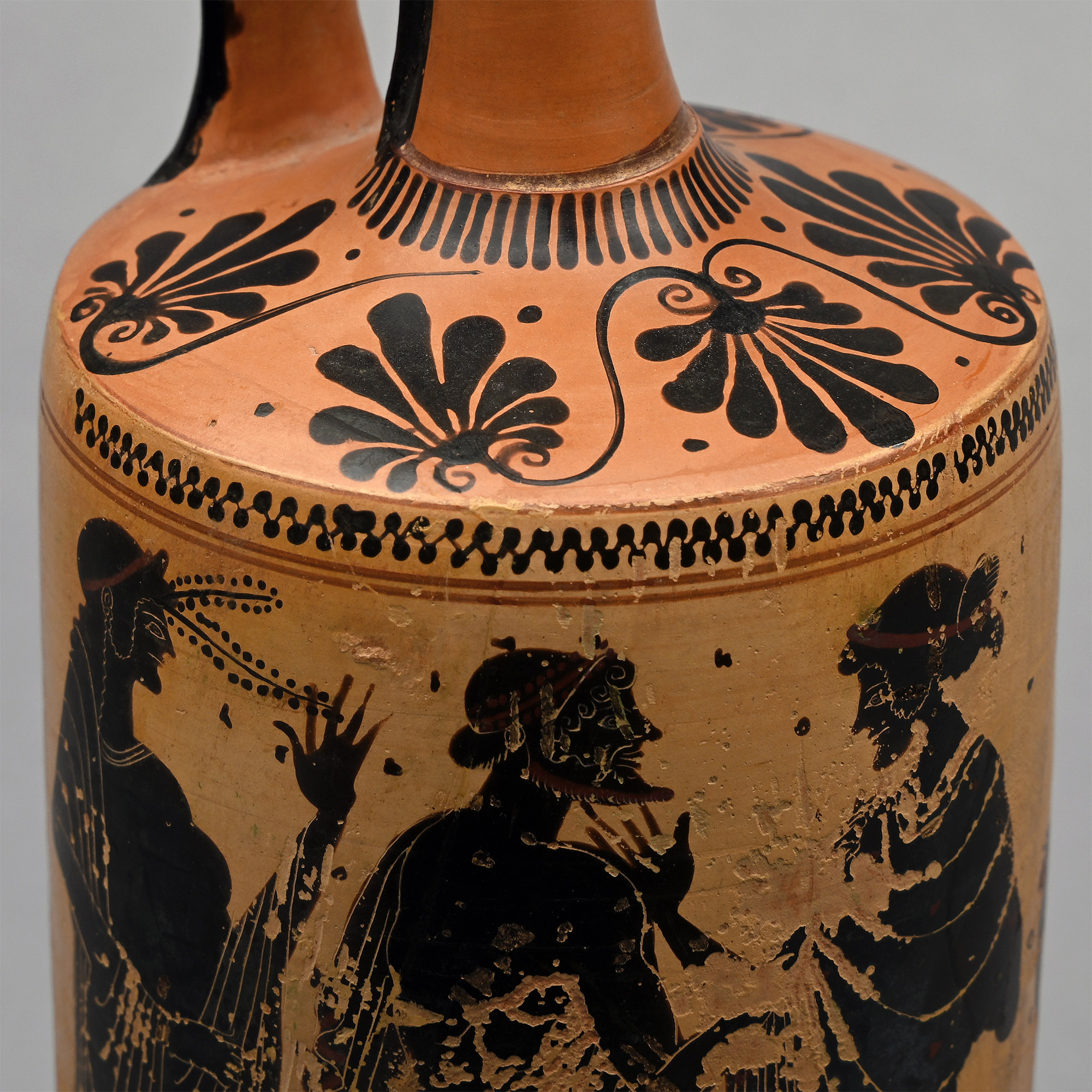 Greek Terracotta White-Ground Painted Lekythos Attributed to the Athena Painter