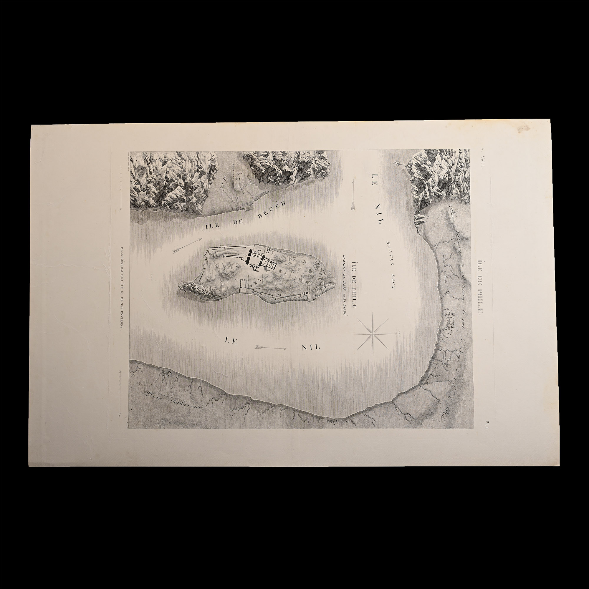 Very Large Egyptian Expedition Lithograph of the Isle of Philae