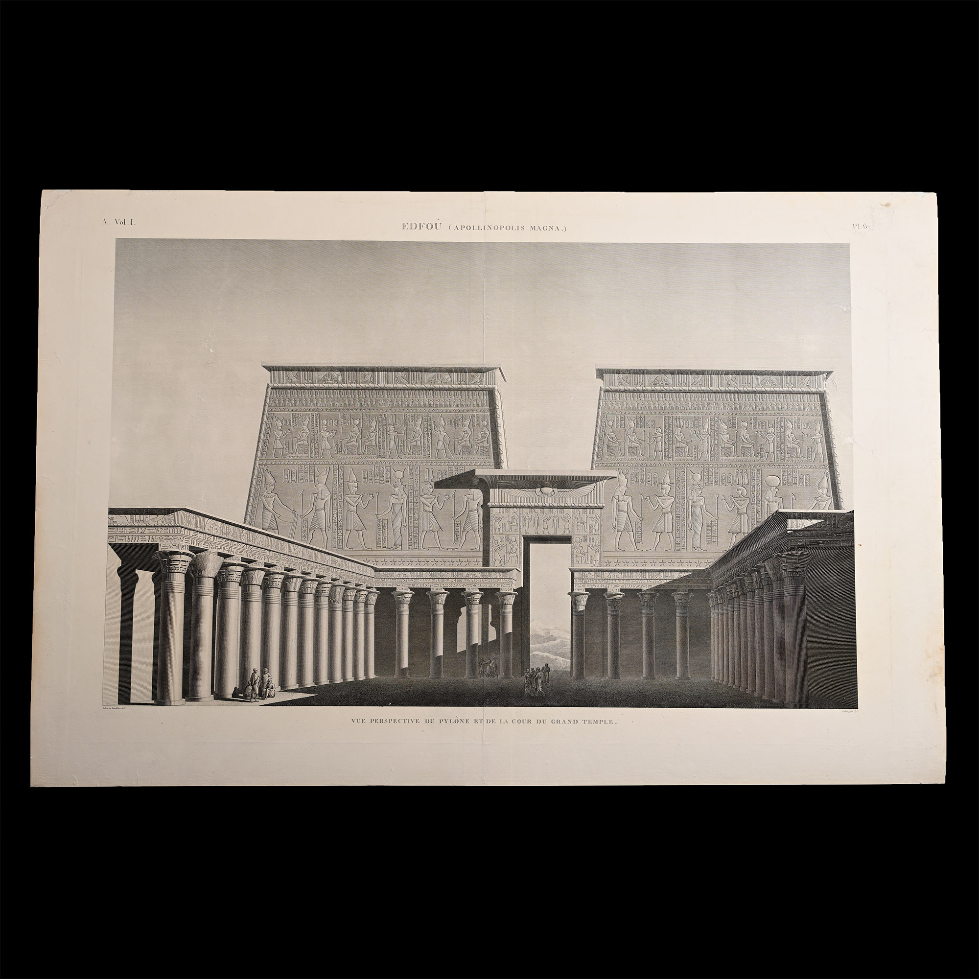 Very Large Egyptian Expedition Lithograph of the Temple of Edfu
