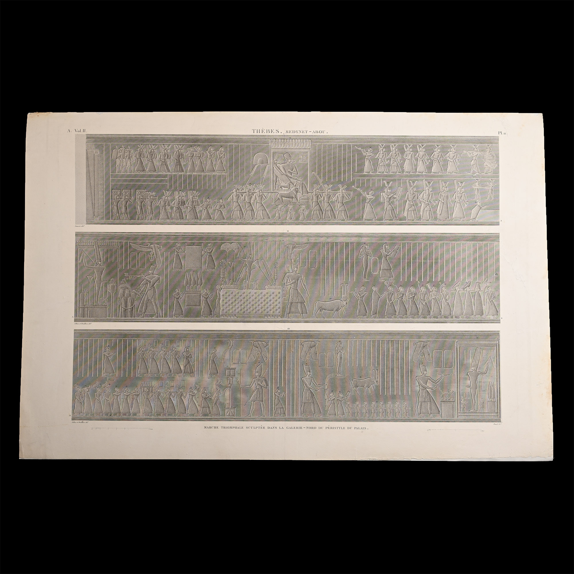 Very Large Egyptian Expedition Lithograph of the Temple of Medynet-Abou at Thebes