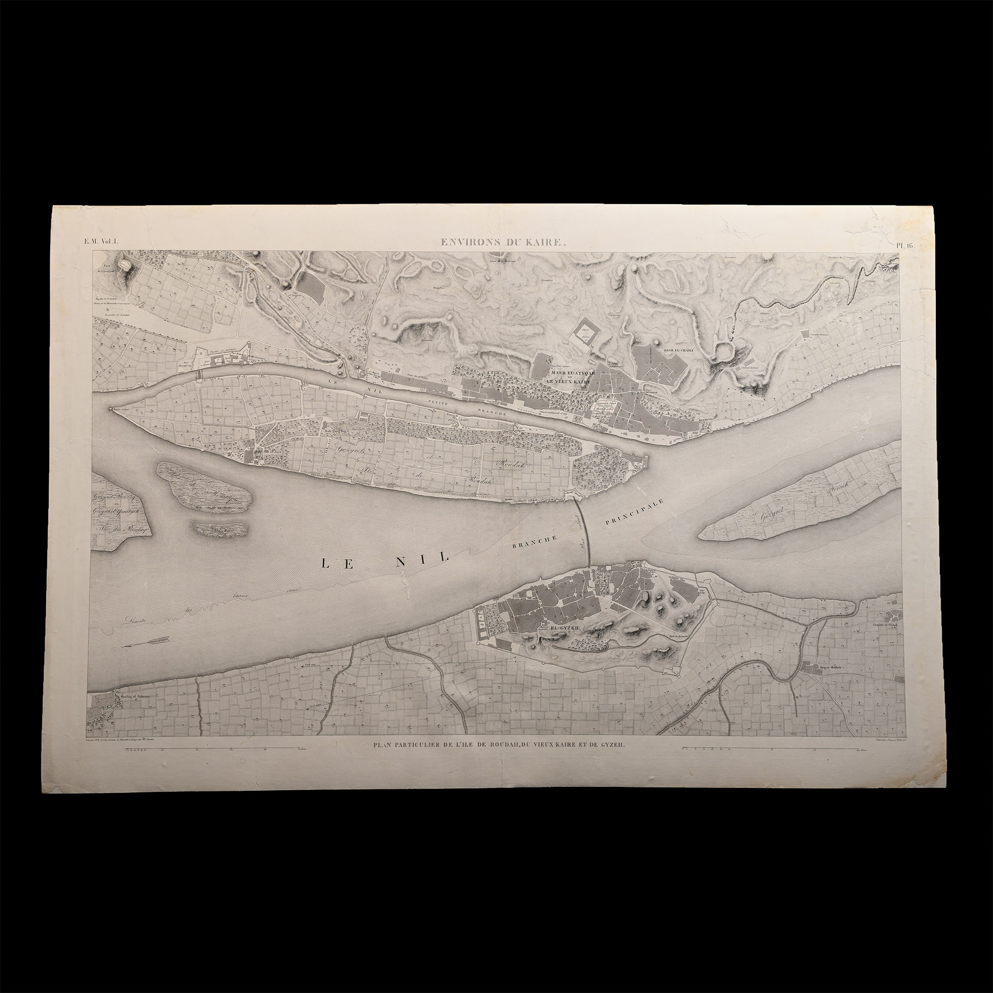 Very Large Egyptian Expedition Lithograph of the 'Environs du Kaire' (Cairo and district)