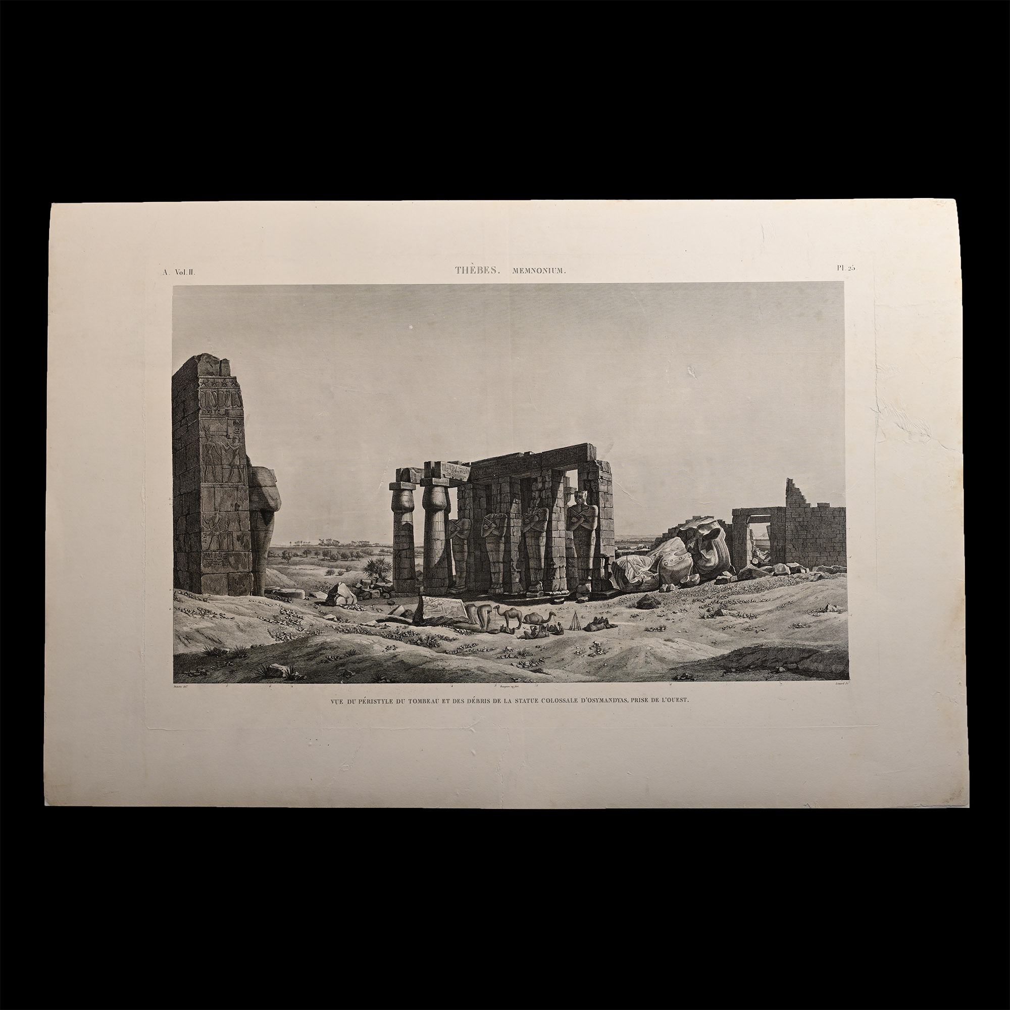Very Large Egyptian Expedition Lithograph of the Memnonium at Thebes