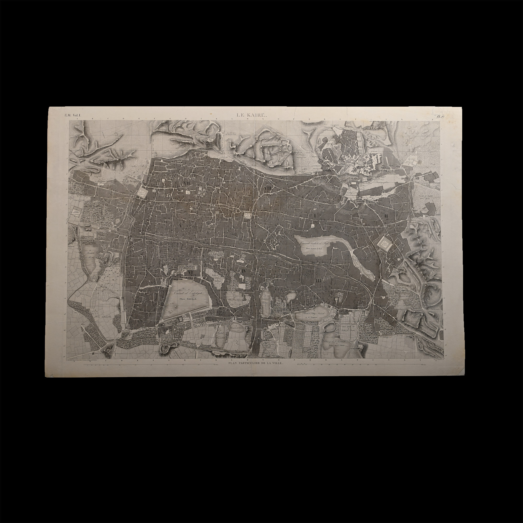 Very Large Egyptian Expedition Lithograph of the Plan of Cairo