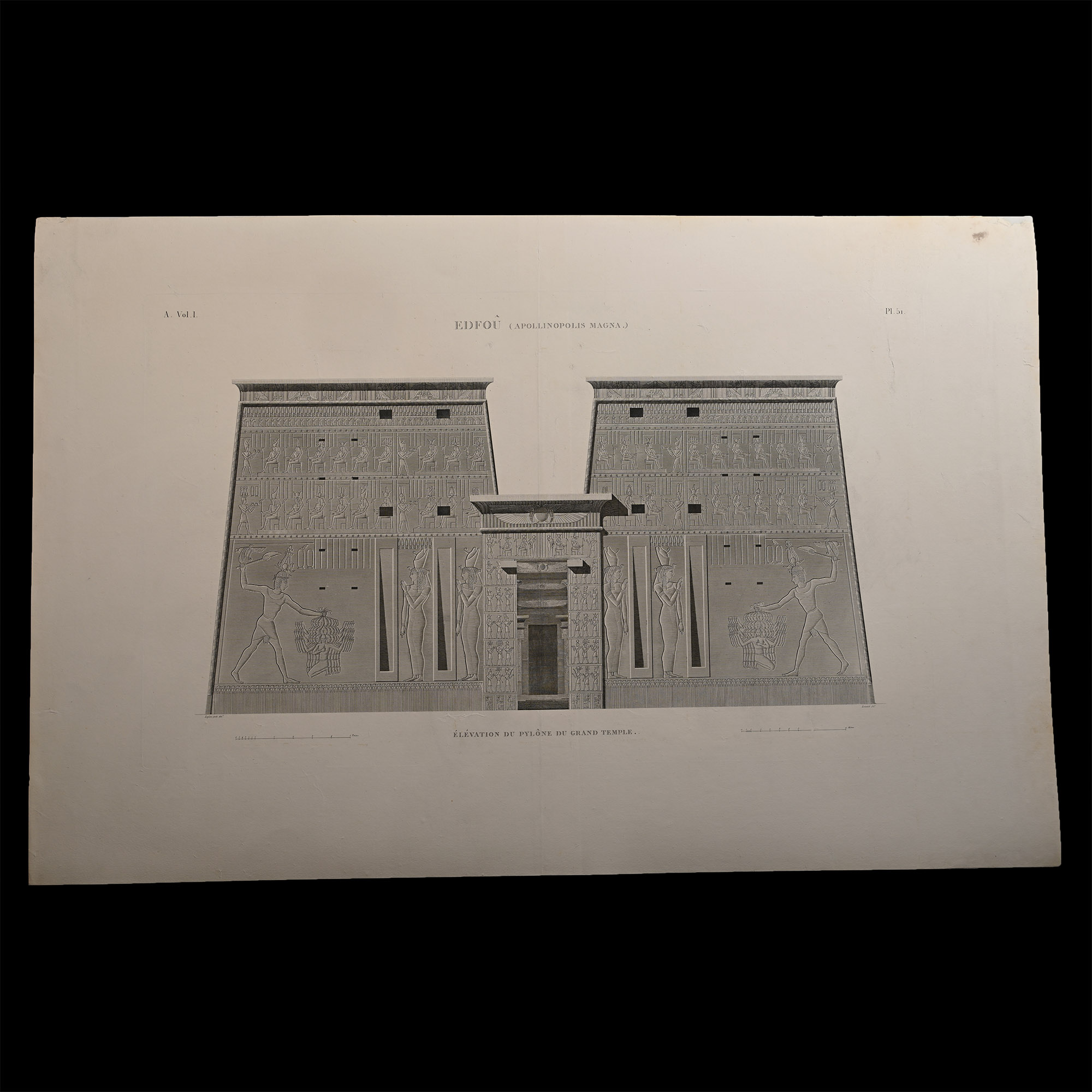 Very Large Egyptian Expedition Lithograph of the Temple of Edfu