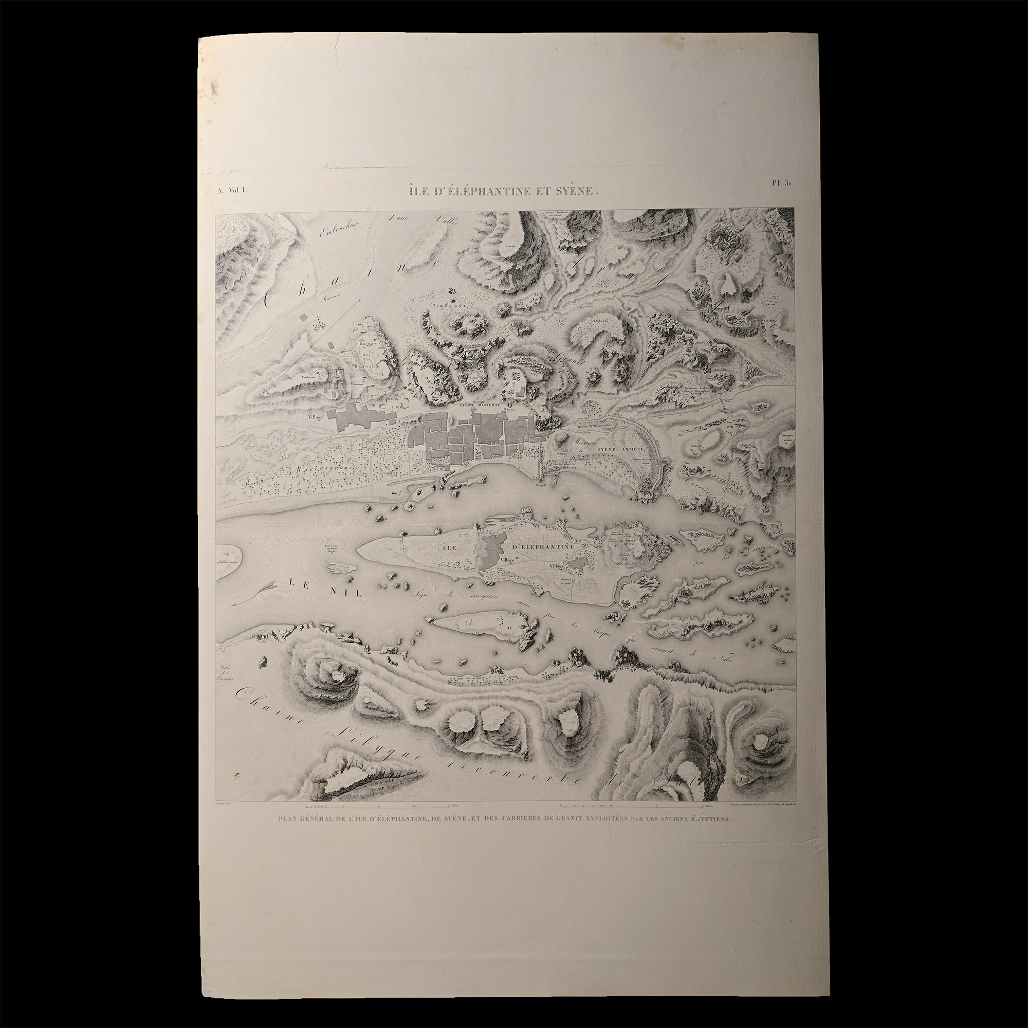 Very Large Egyptian Expedition Lithograph of Elephantine Island
