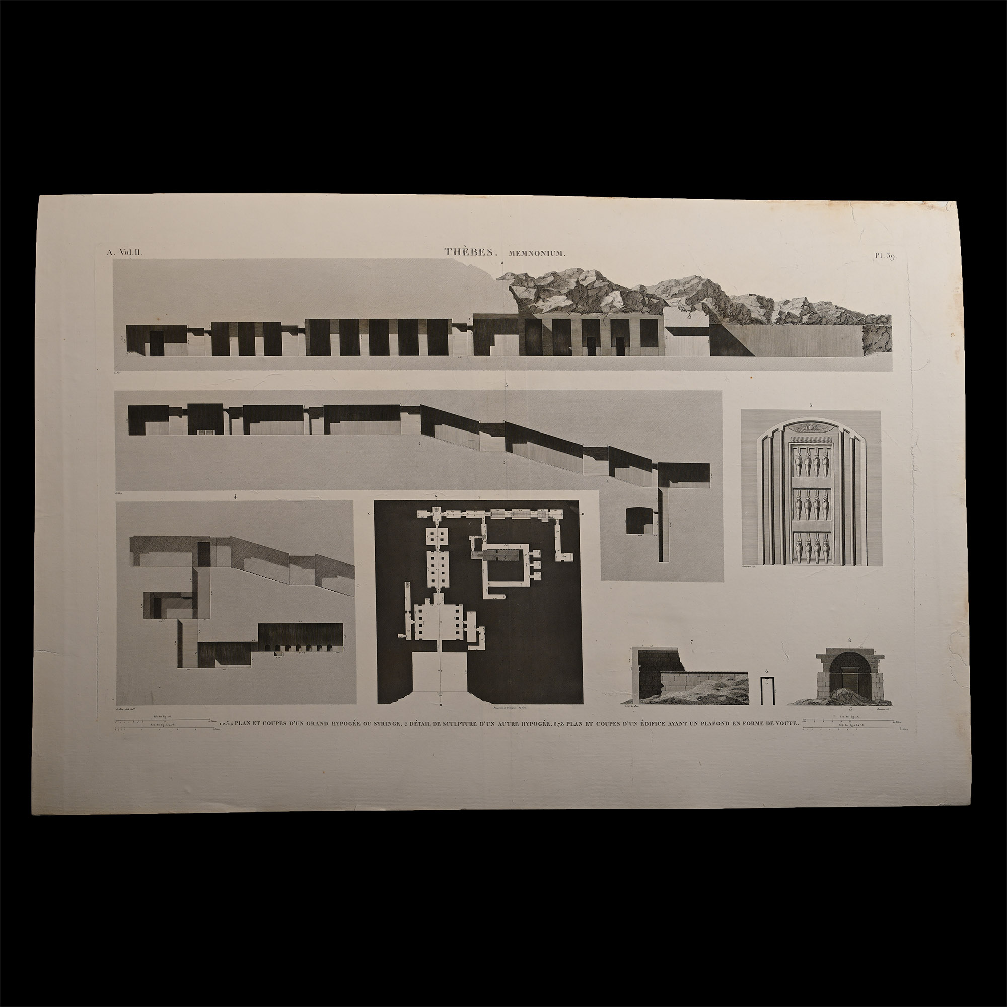 Very Large Egyptian Expedition Lithograph of the Memnonium at Thebes