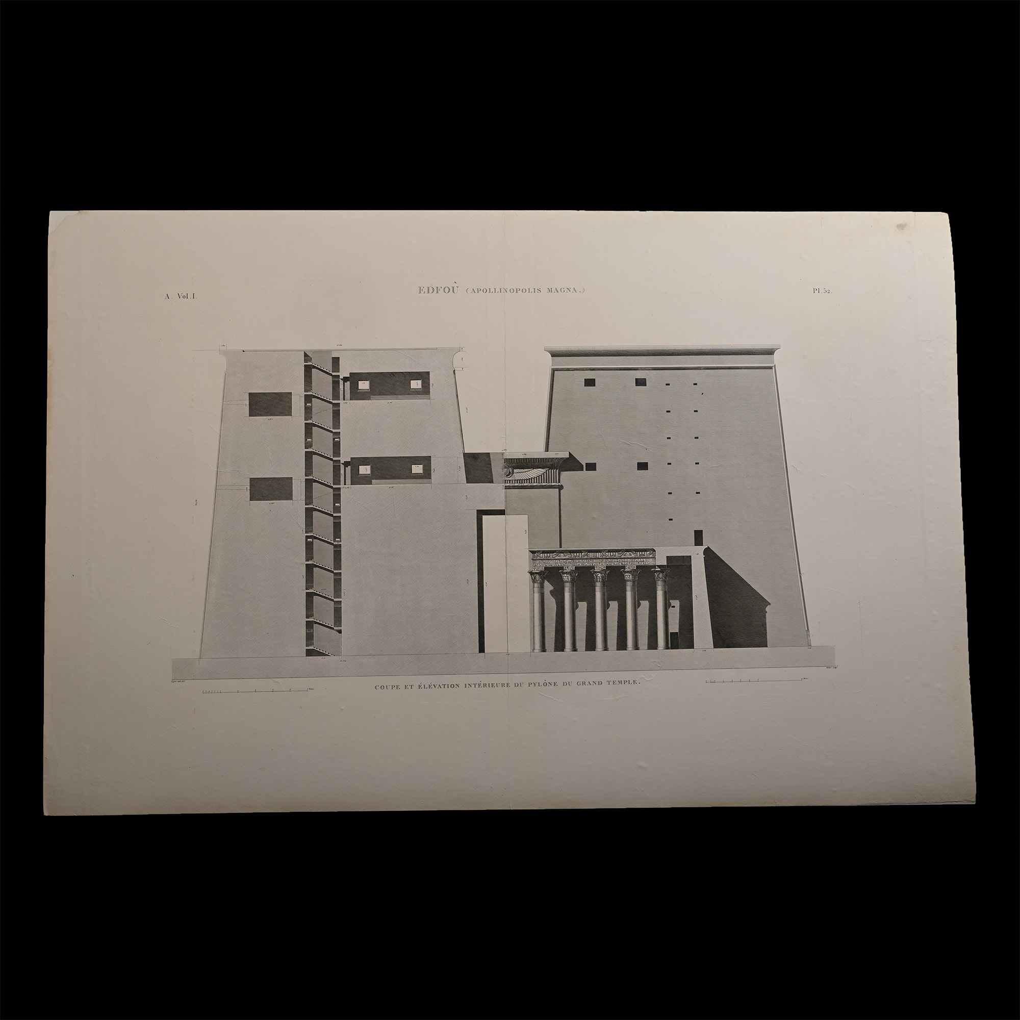 Very Large Egyptian Expedition Lithograph of the Temple of Edfou