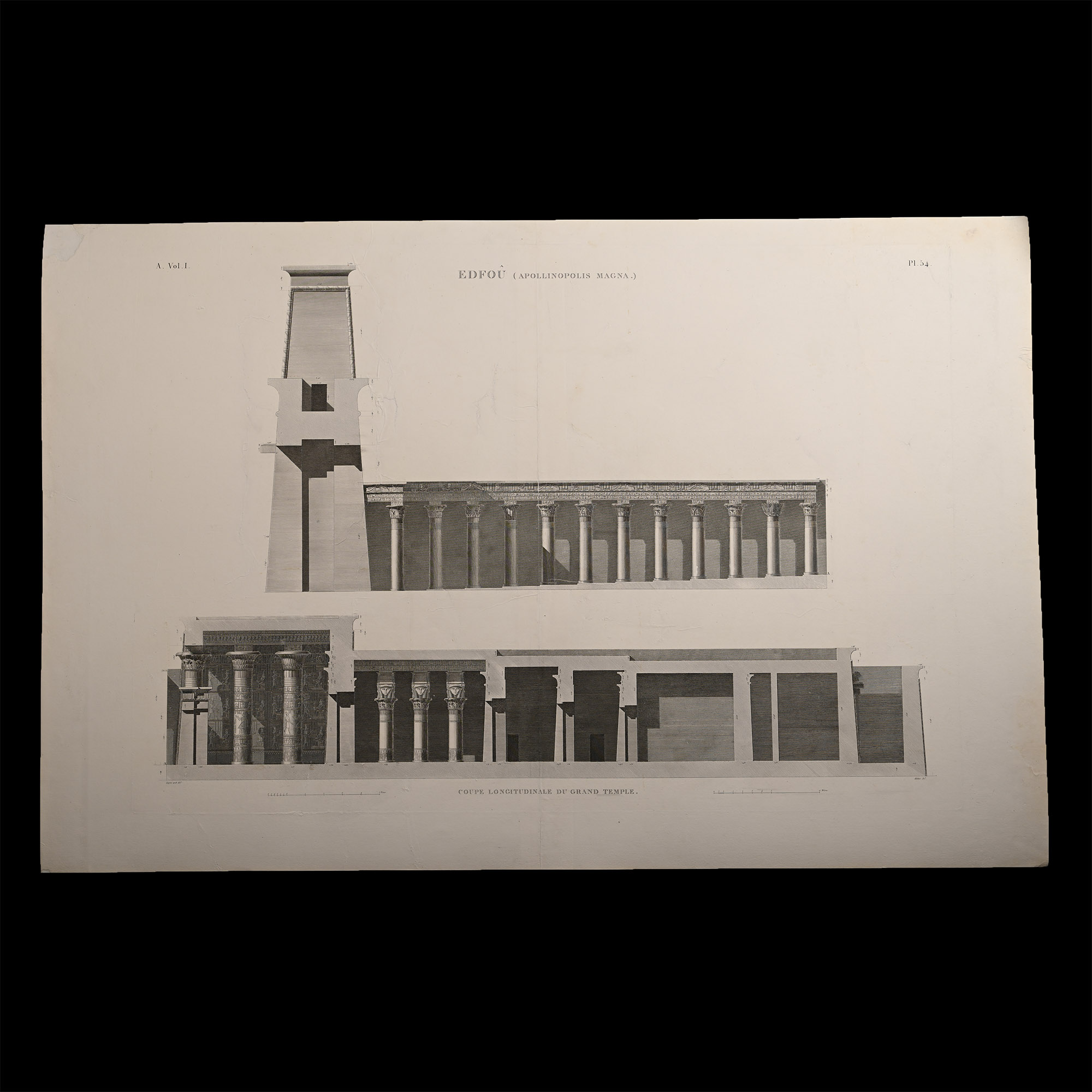 Very Large Egyptian Expedition Lithograph of the Temple of Edfou