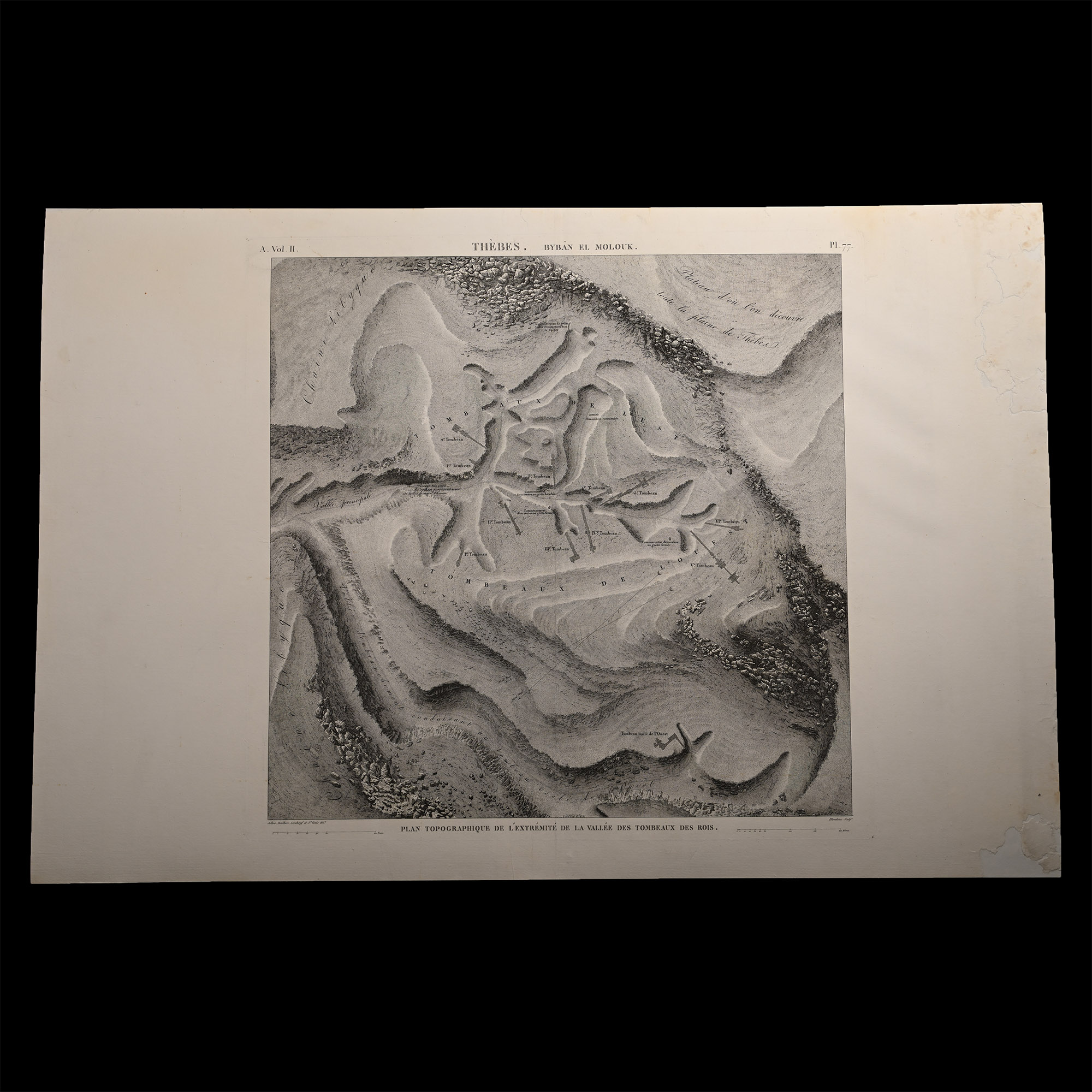 Very Large Egyptian Expedition Lithograph of a Plan of Thebes