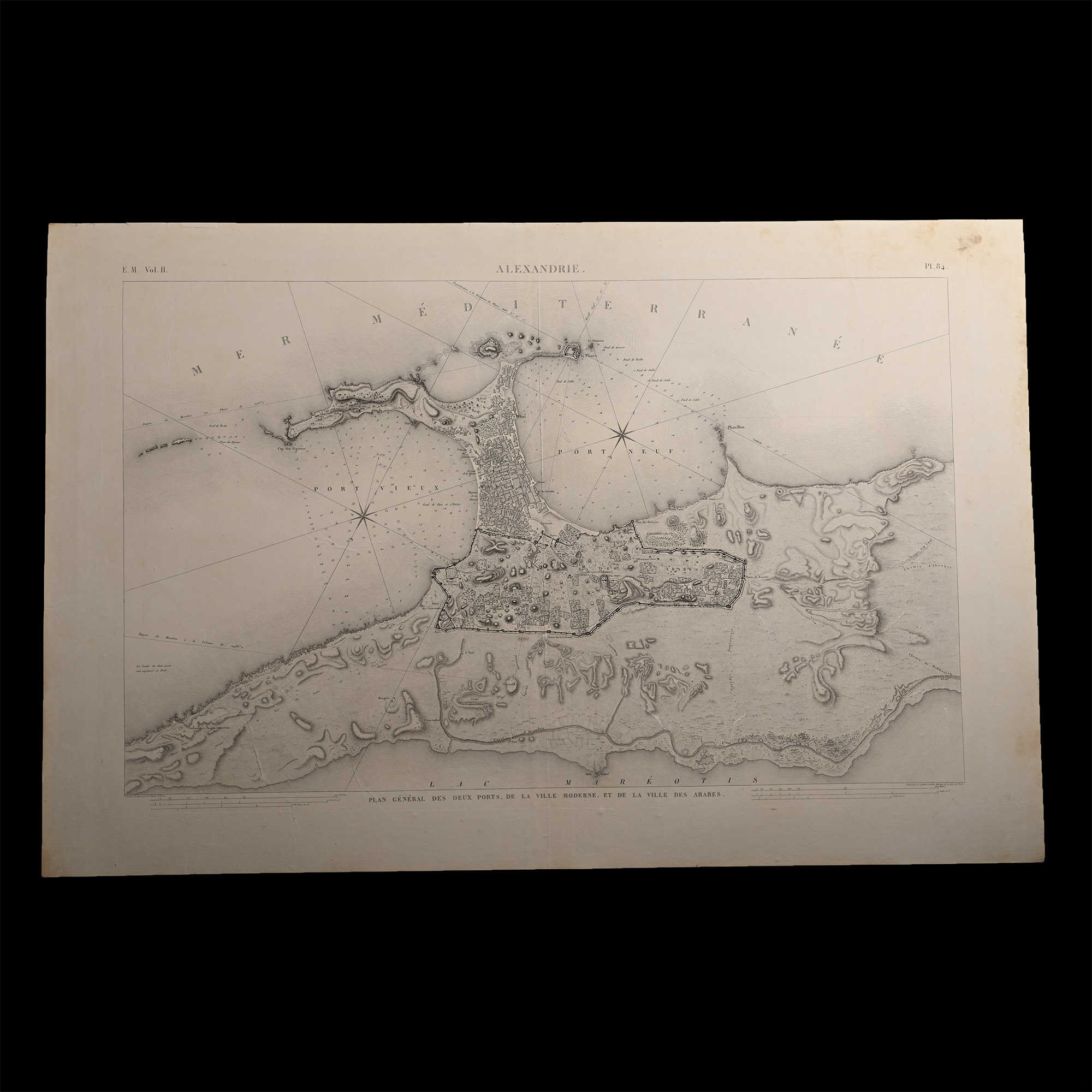 Very Large Egyptian Expedition Lithograph of a Plan of Alexandria