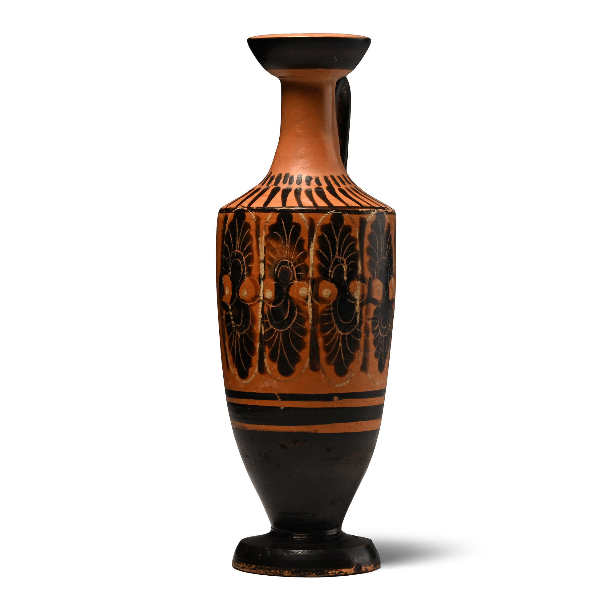 Greek Blackware Lekythos with Palm Fronds