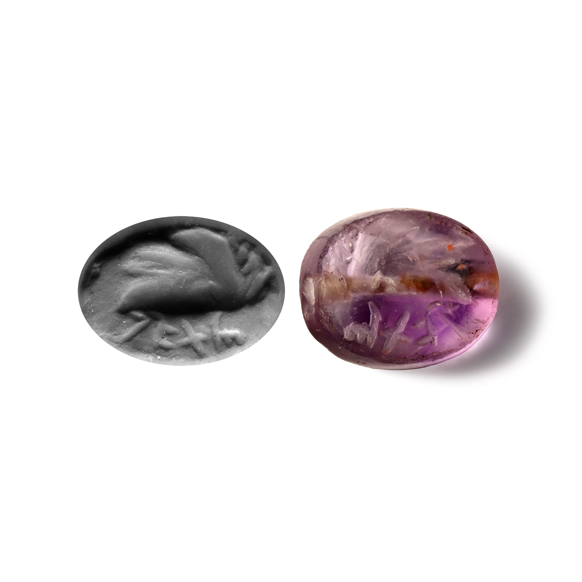 Phoenician Amethyst Scarab with Horse’s Head and Later Aramaic Inscription