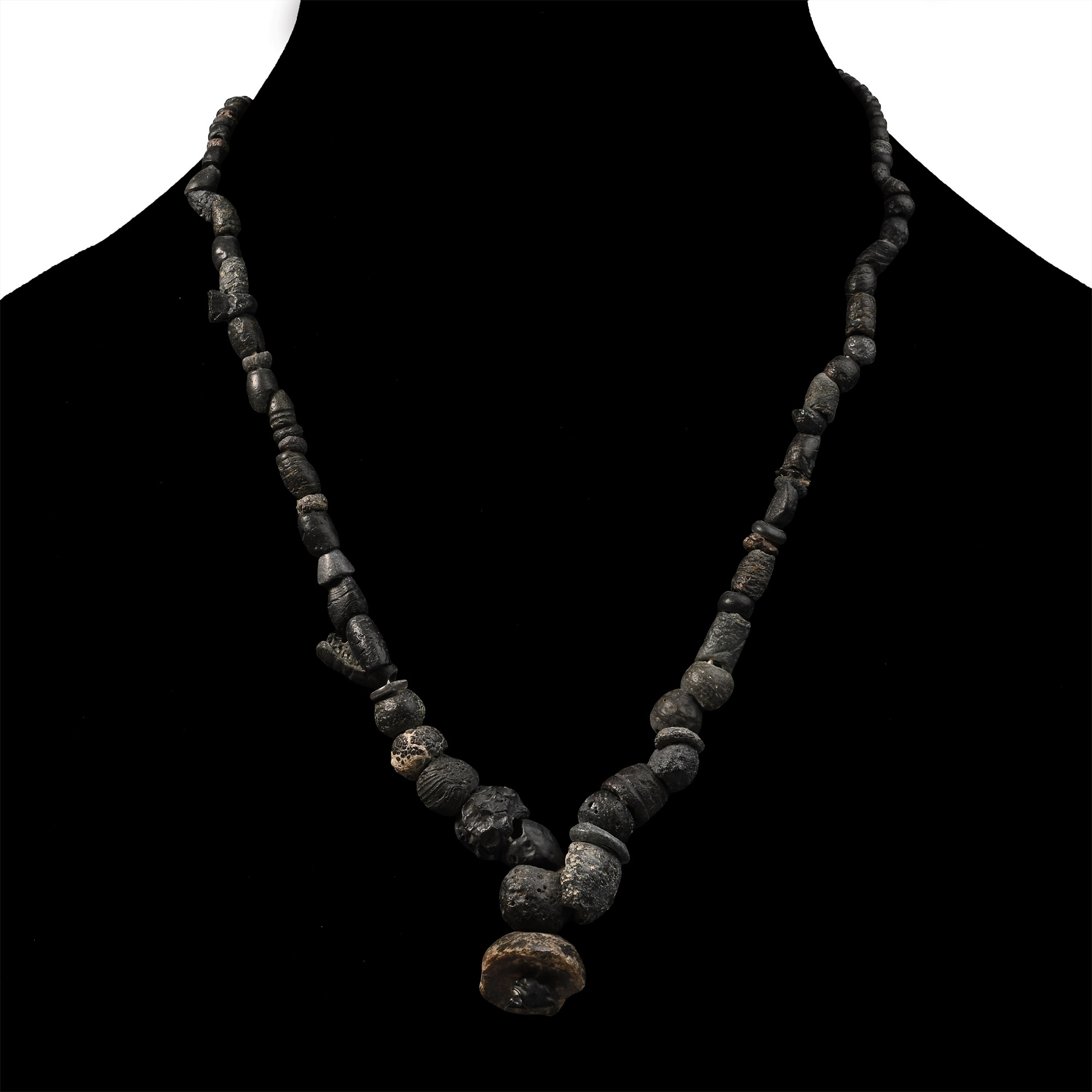 Roman and Later Black Glass Bead Necklace String