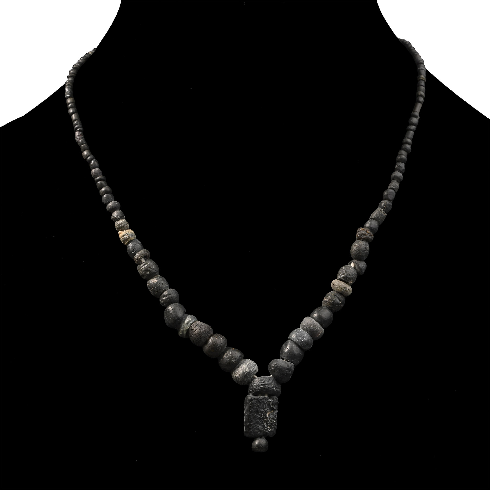 Roman Black Glass Bead Necklace String