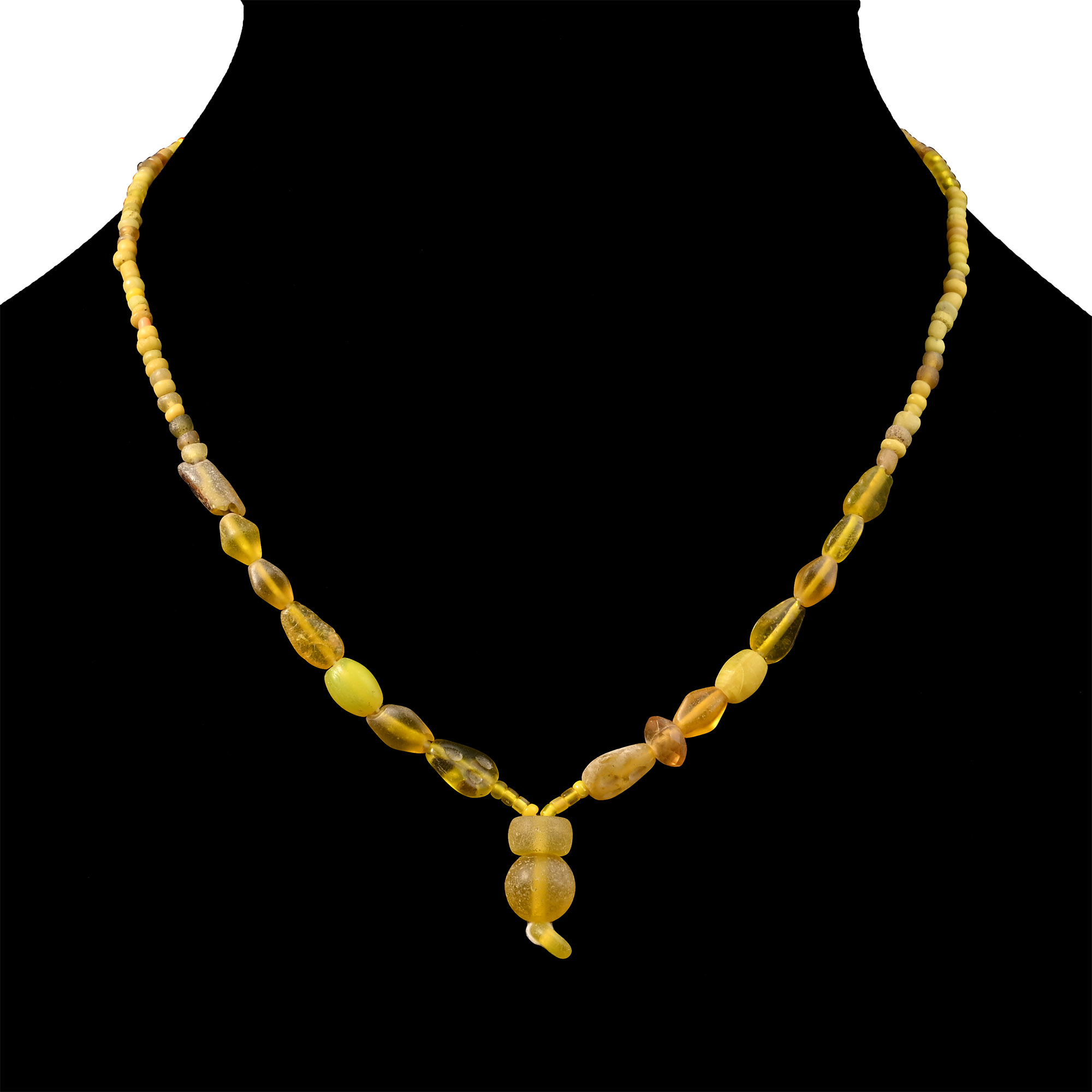 Roman and Later Amber-Coloured Glass Bead Necklace String