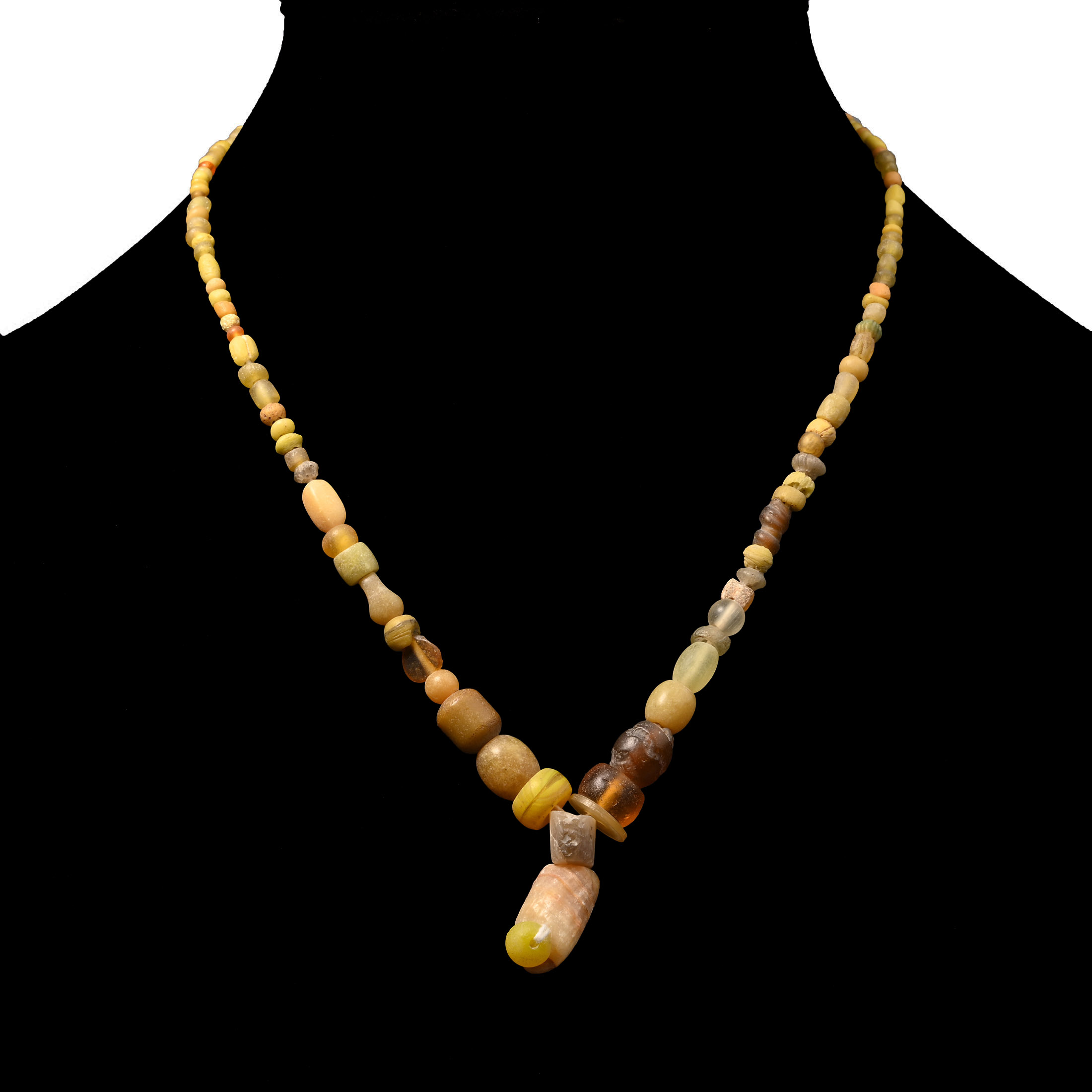 Roman Yellow Glass Bead Necklace String