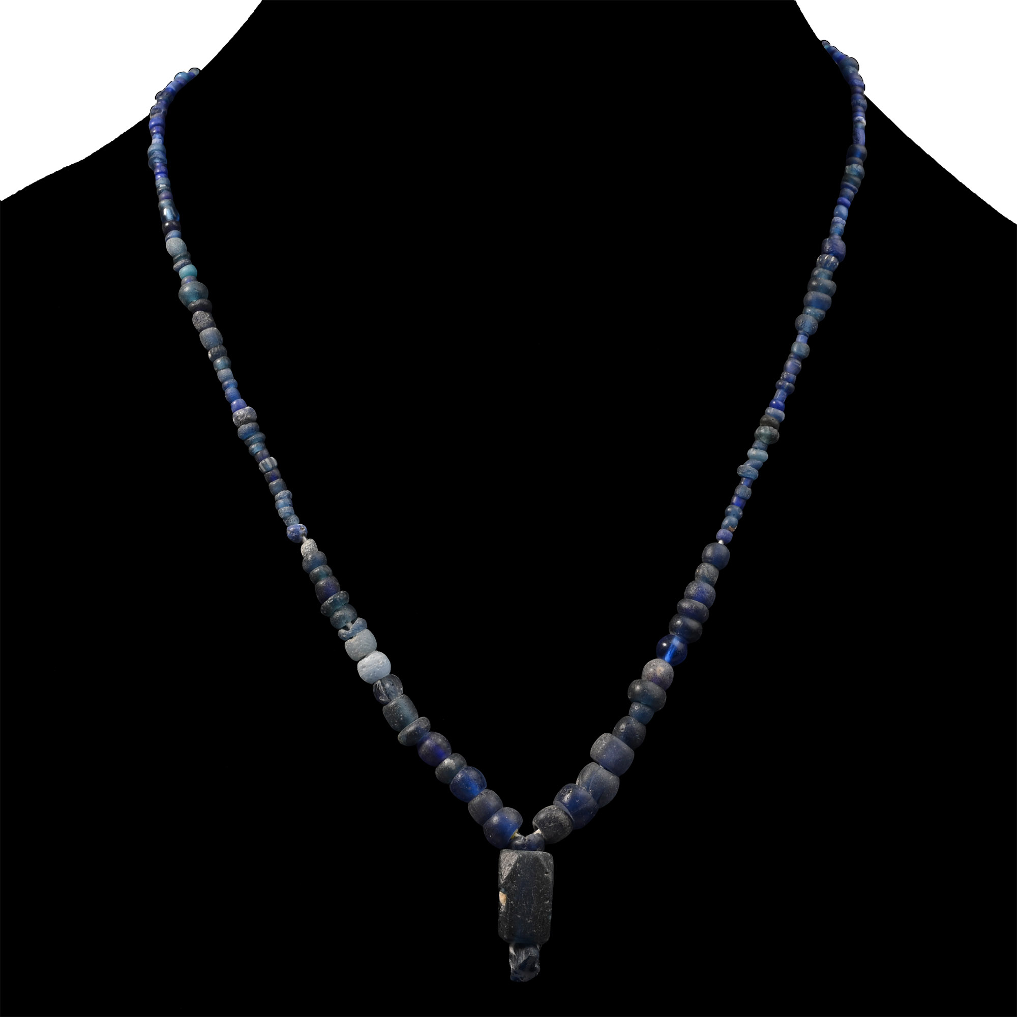 Roman Deep Blue Glass Bead Necklace String