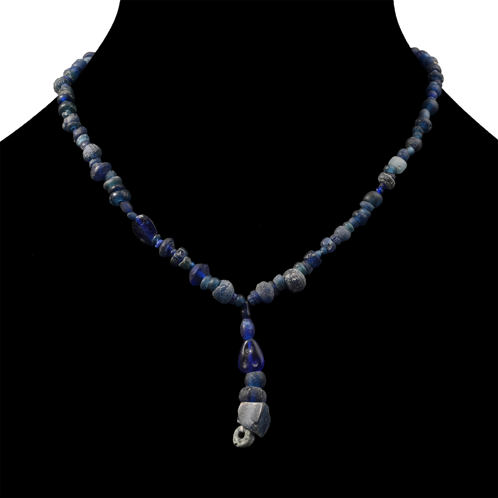 Roman Deep Blue Glass Bead Necklace String