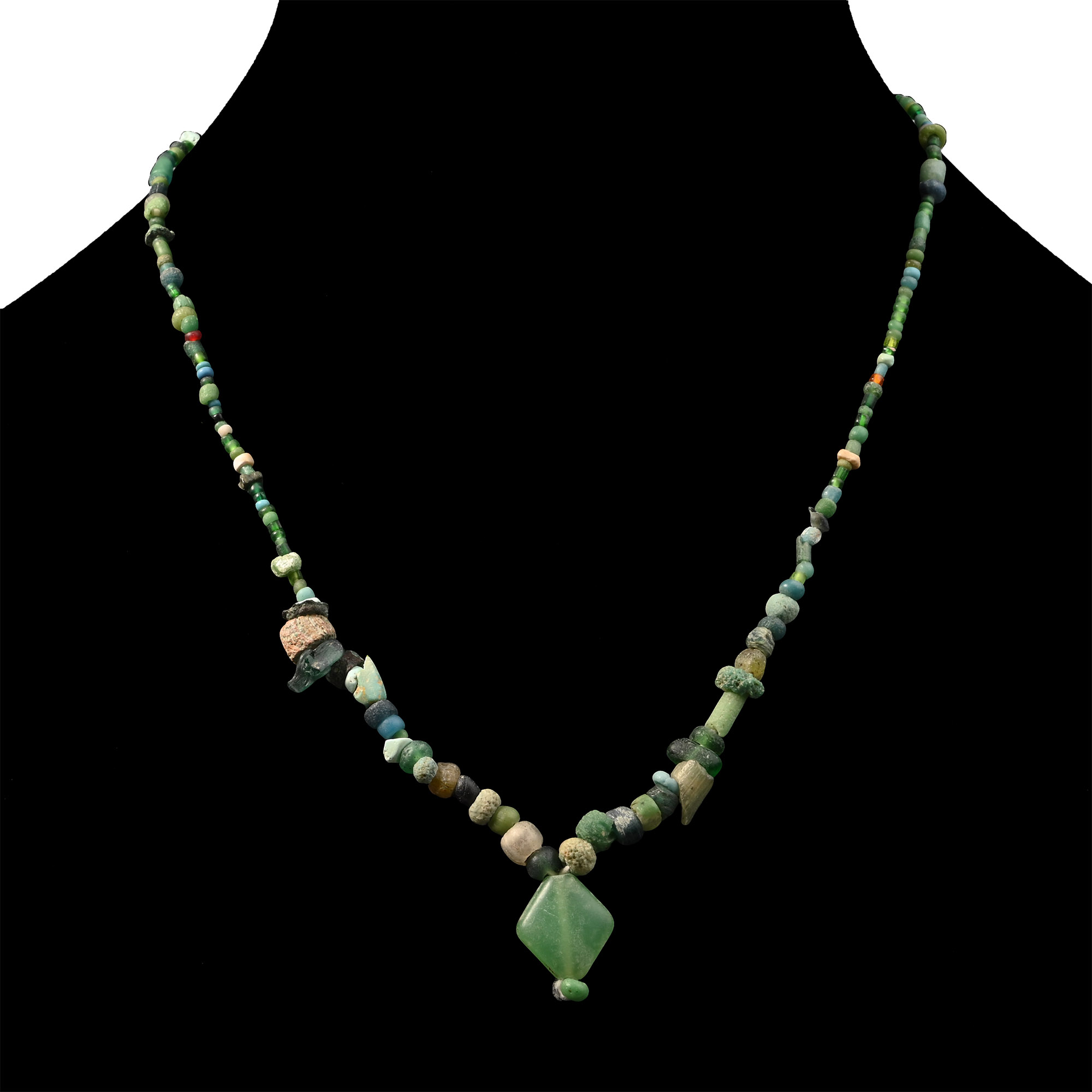 Roman Green Glass Bead Necklace String