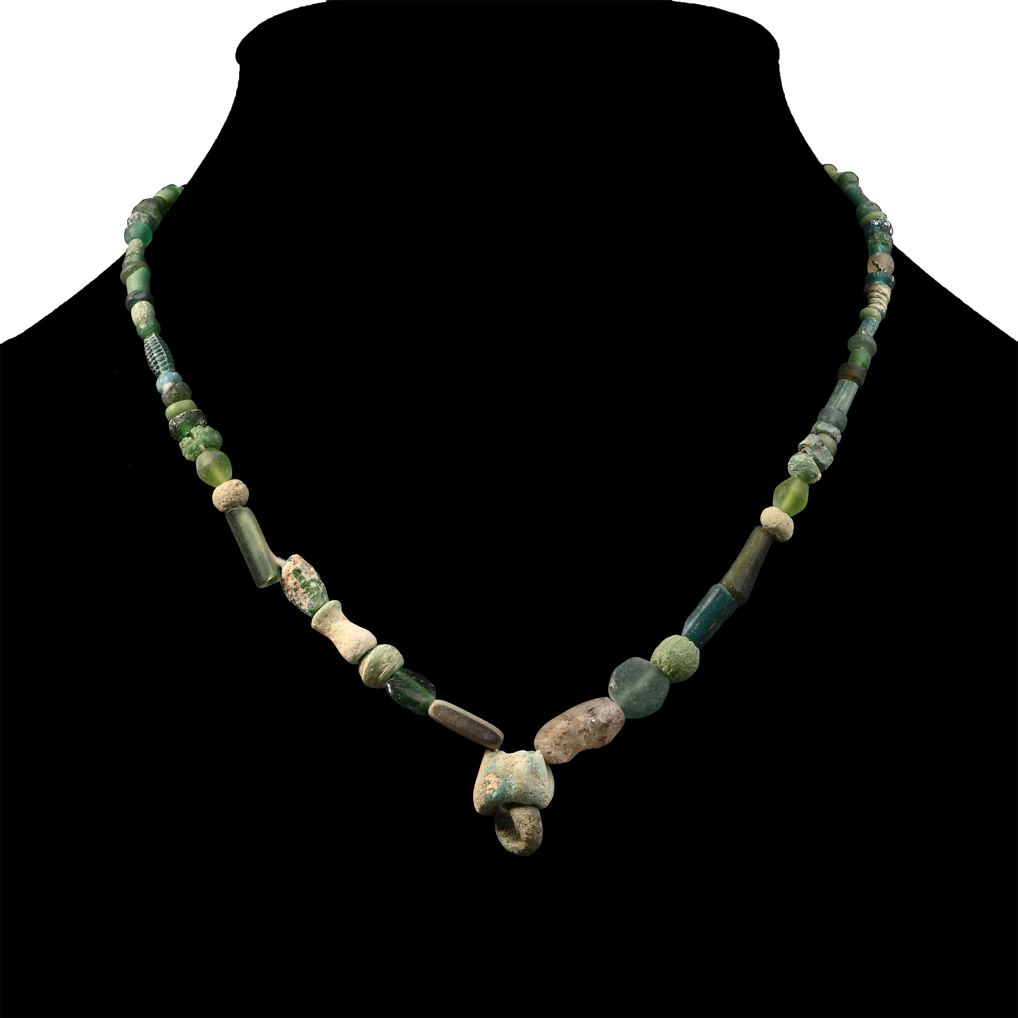 Roman Green Glass Bead Necklace String